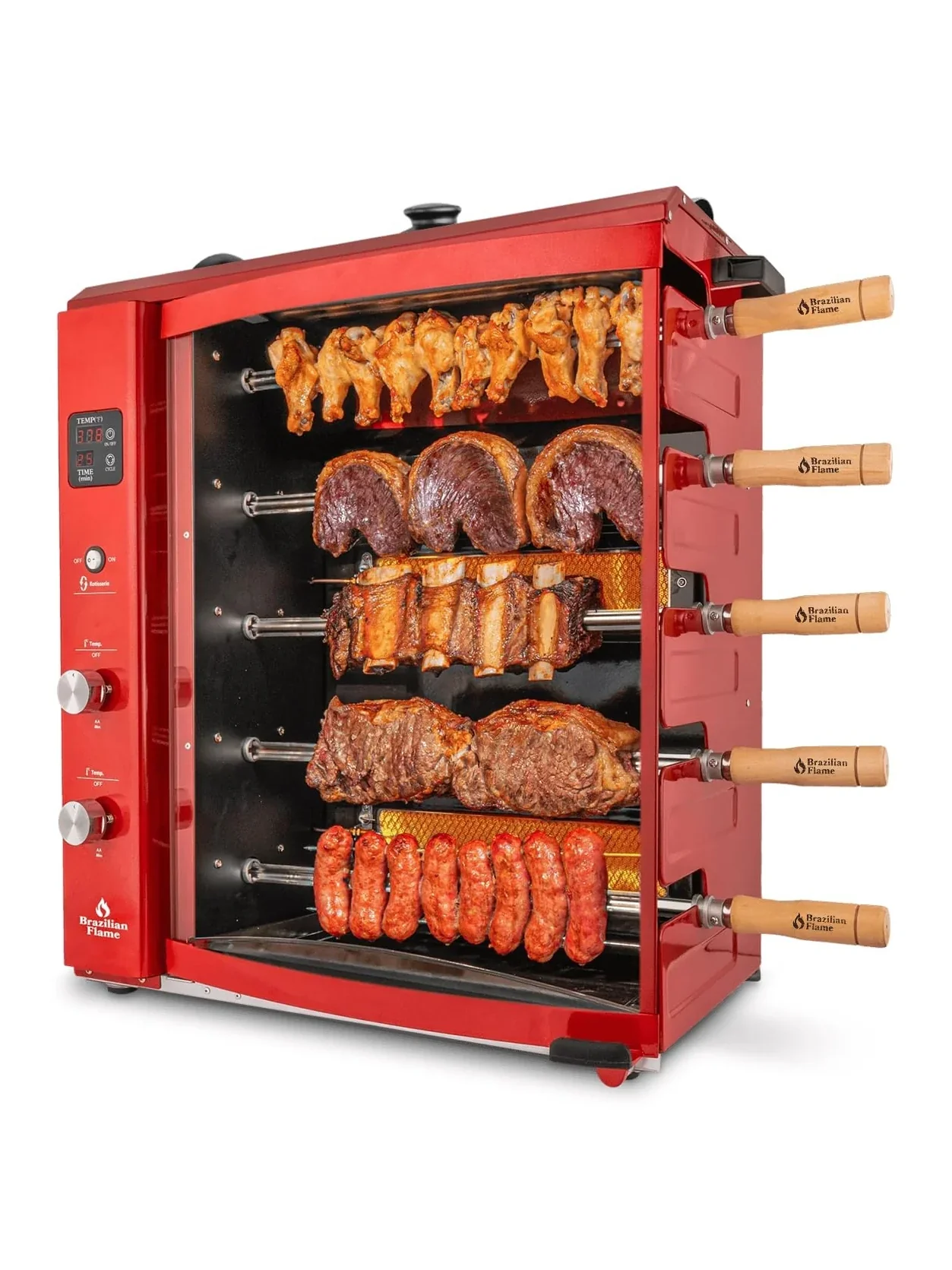 Brazilian Flame Churrasco® gázüzemű forgónyársas sütő és grill, automata forgónyársakkal egész csirke, brazil stílusú BBQ és churrasco, shawarma készítéséhez, propángrill - 2024-es széria