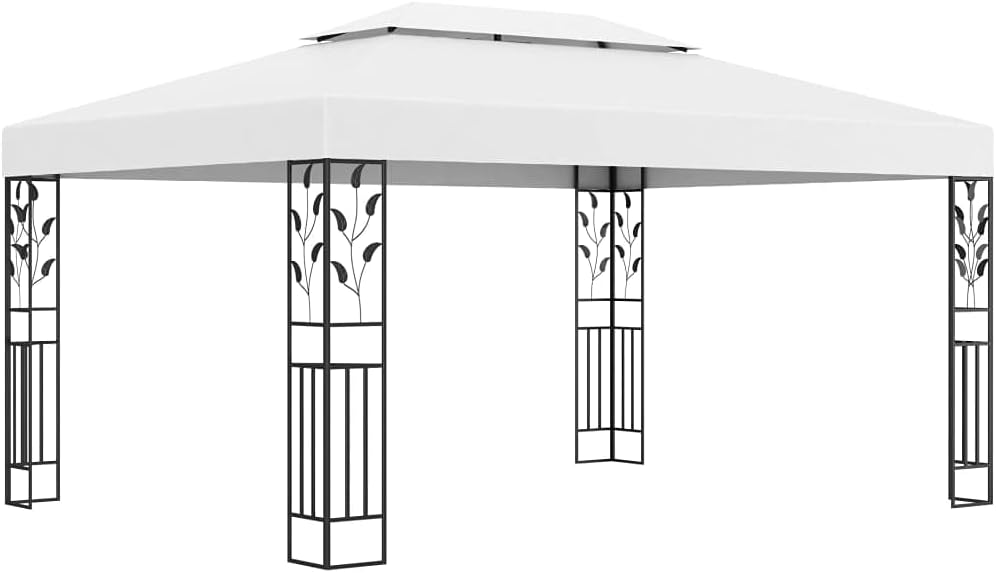 Pavillon mit Doppeldach Gartenpavillon für Garten, Terrassen 3x4 m Weiß