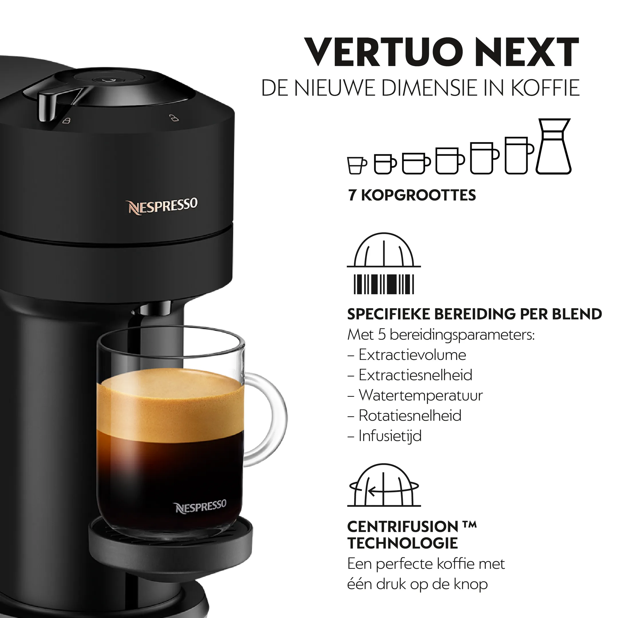 De'Longhi Nespresso Koffiemachine Vertuo Next Matt Black