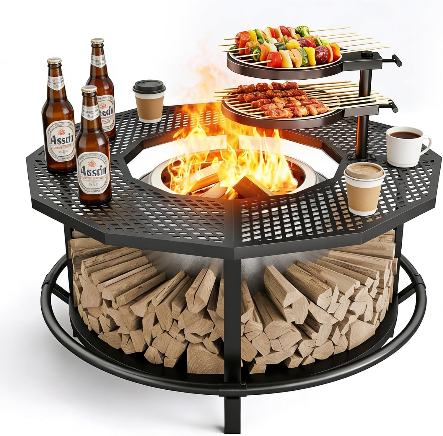 Fire Pit Surround Tabletop - 360° Fire Pit Guard for Solo Stove Bonfire & Ranger, Portable Protective Barrier for Wood Burning Fire Pits Up to ⌀21