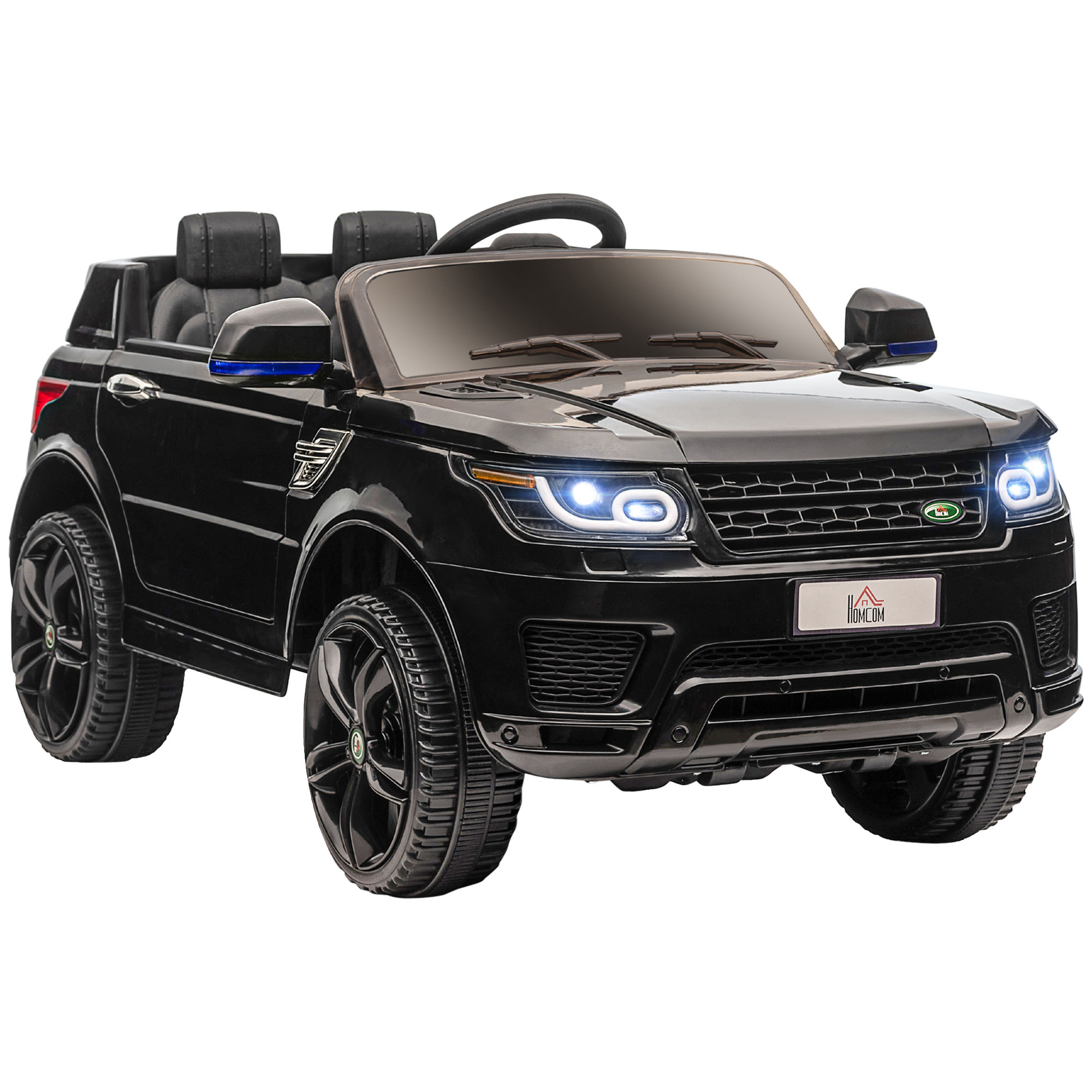 HOMCOM Kinder-Elektroauto SUV, bis 5 kmh/h, mit Sicherheitsgurt, Fernbedienung, Scheinwerfern, Musikfunktion, schwarz