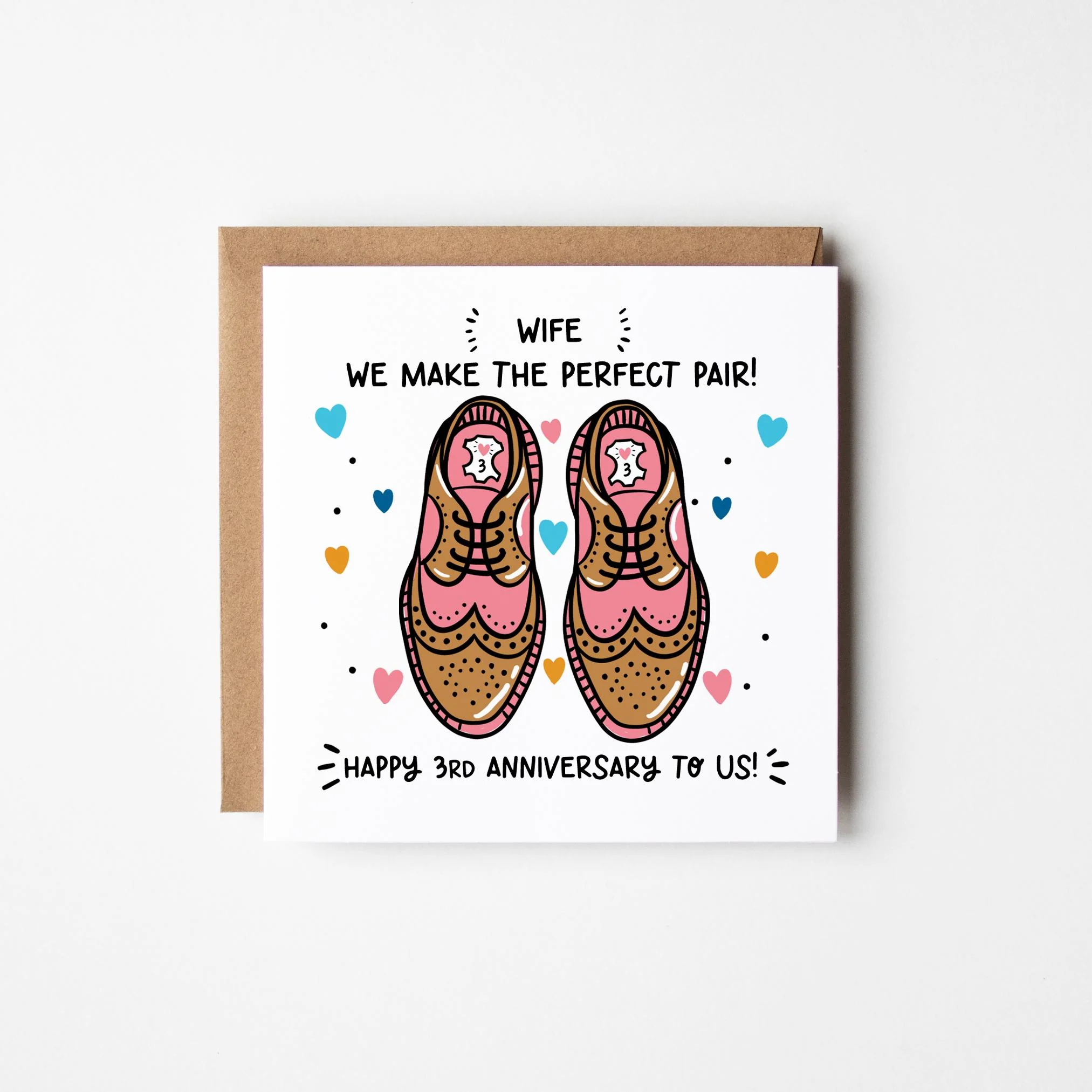 Personalised 3rd Anniversary Card For Wife: Leather Shoes