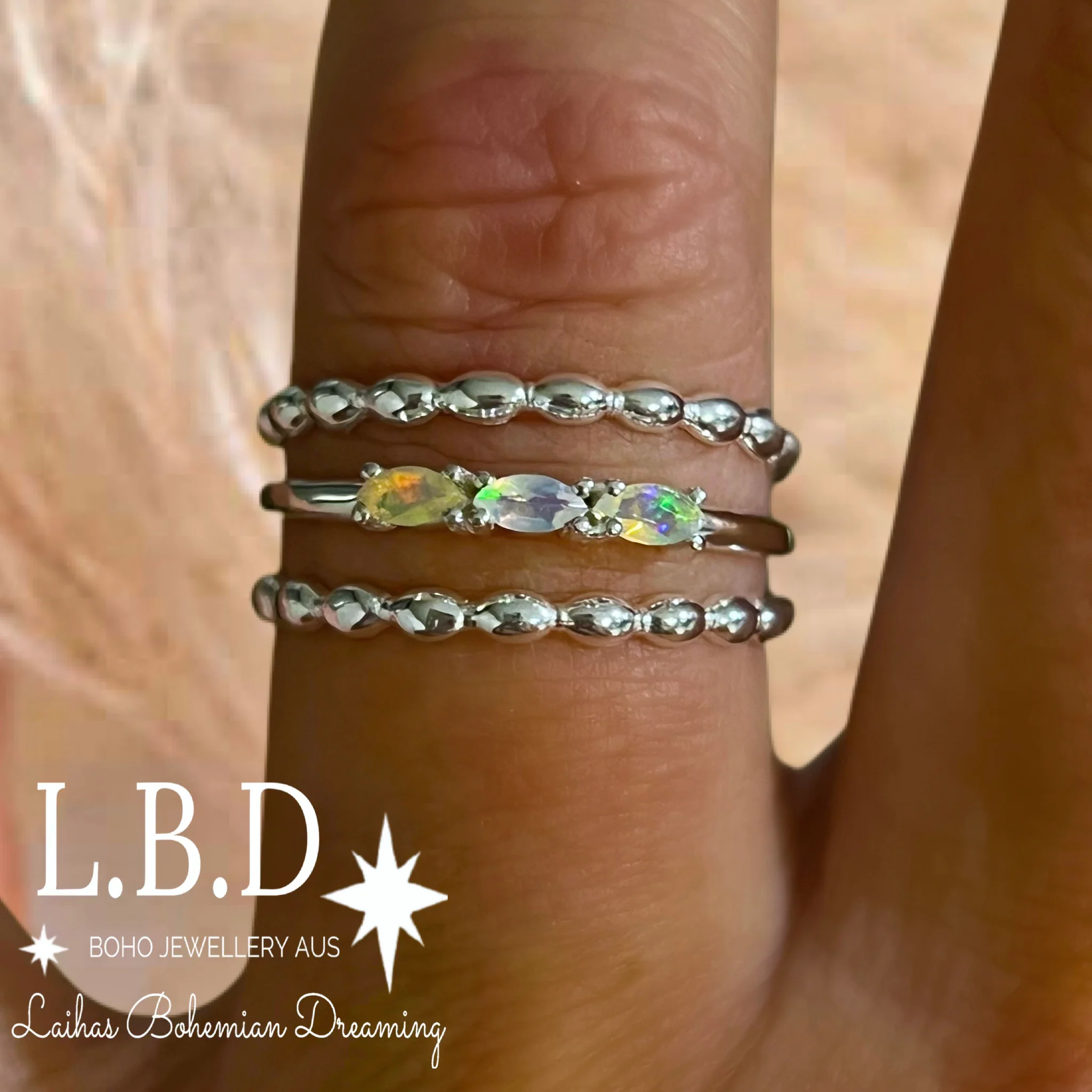 Laihas Three Of Cups Opal Ring Set