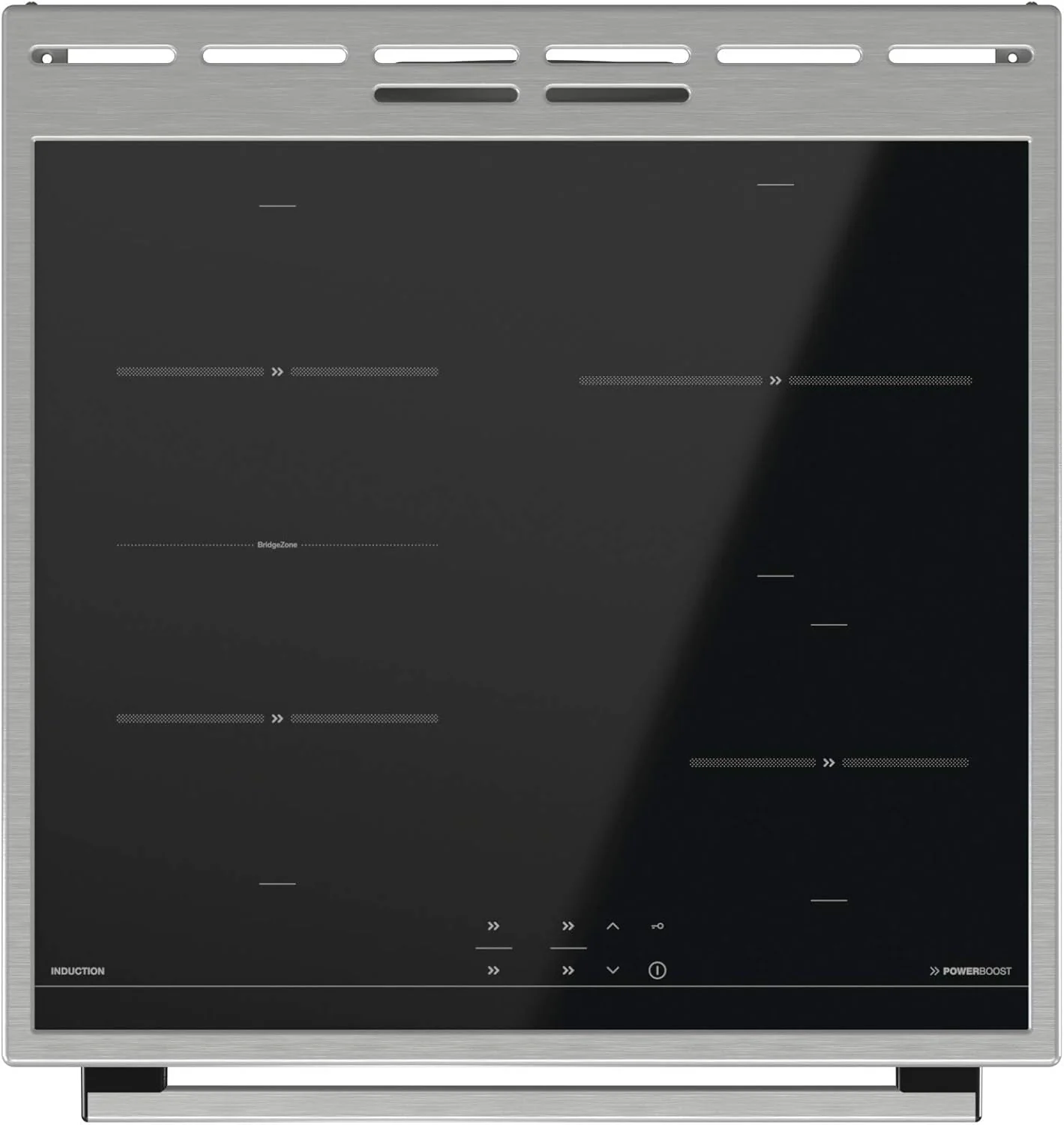 Gorenje GEIT5C61SPG Standherd mit Induktionskochfeld, 50 cm, 70 Liter,Silber, PerfectGrill, AirFry, FrozenBake, Pizza Mode 300°C, AquaClean, Made in Europe, inox