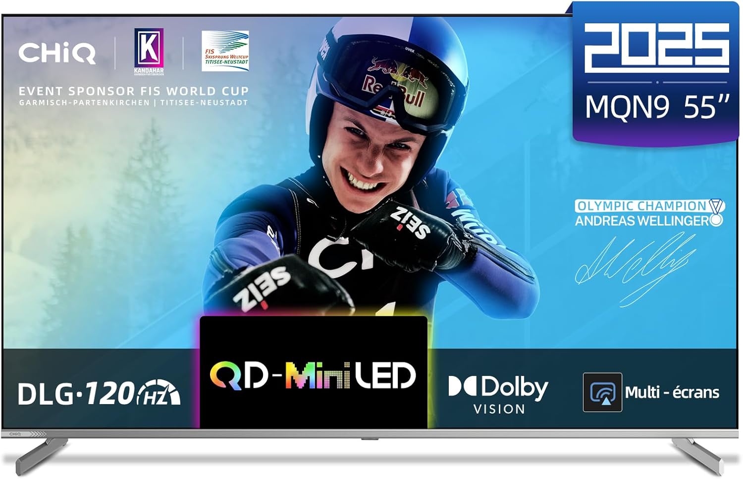 CHIQ M55QN9G 55 Pouces (139 cm) TV Smart 4K Mini QLED, Google TV, 60Hz MEMC & Local Dimming, Dolby Vision & Atmos,D120Hz, HDR10 Chromecast