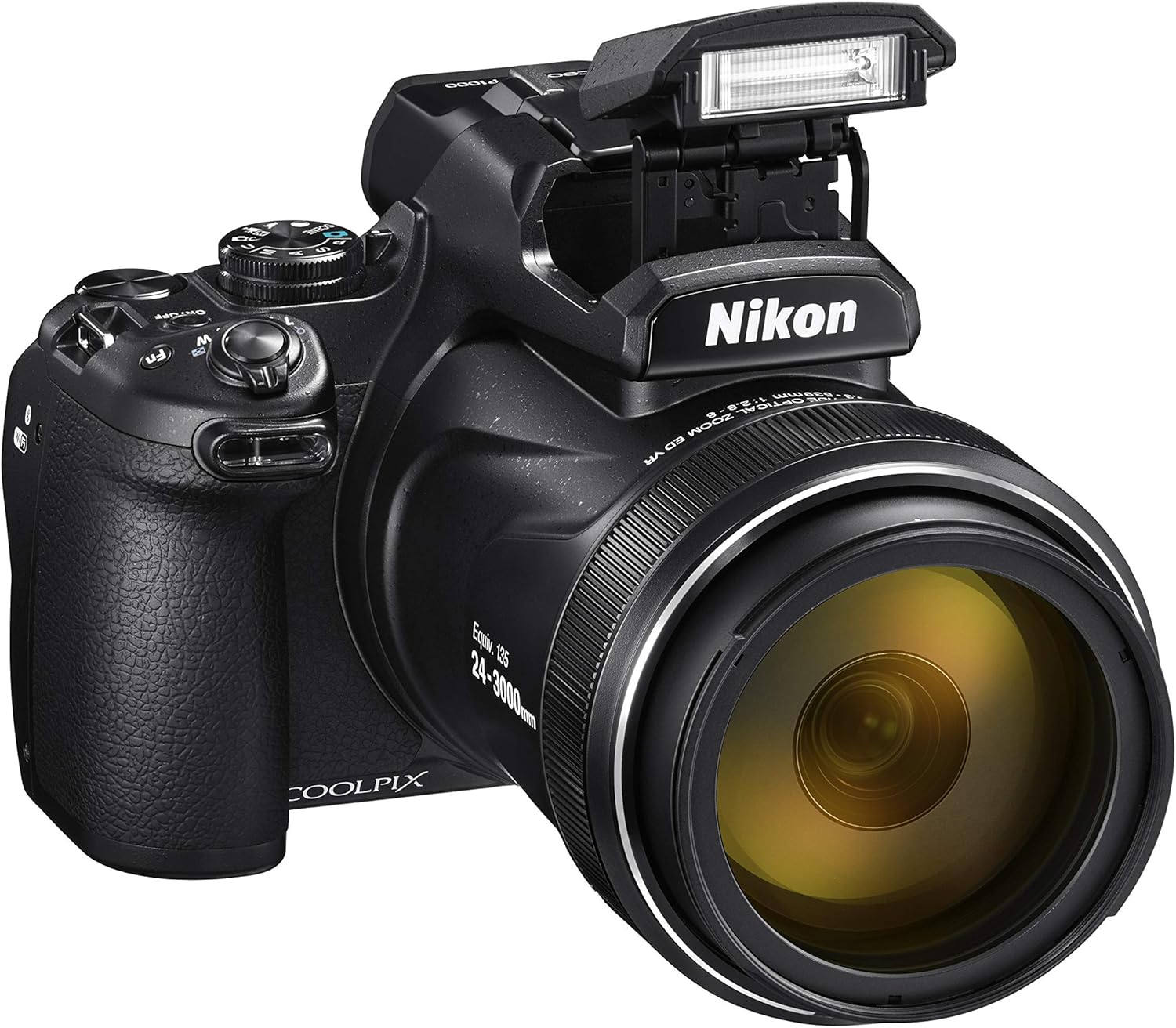 Nikon Coolpix P1000 Fotocamera Bridge, Zoom Ottico 125x, Video 4K/UHD, Bluetooth, Wi-Fi, Nero