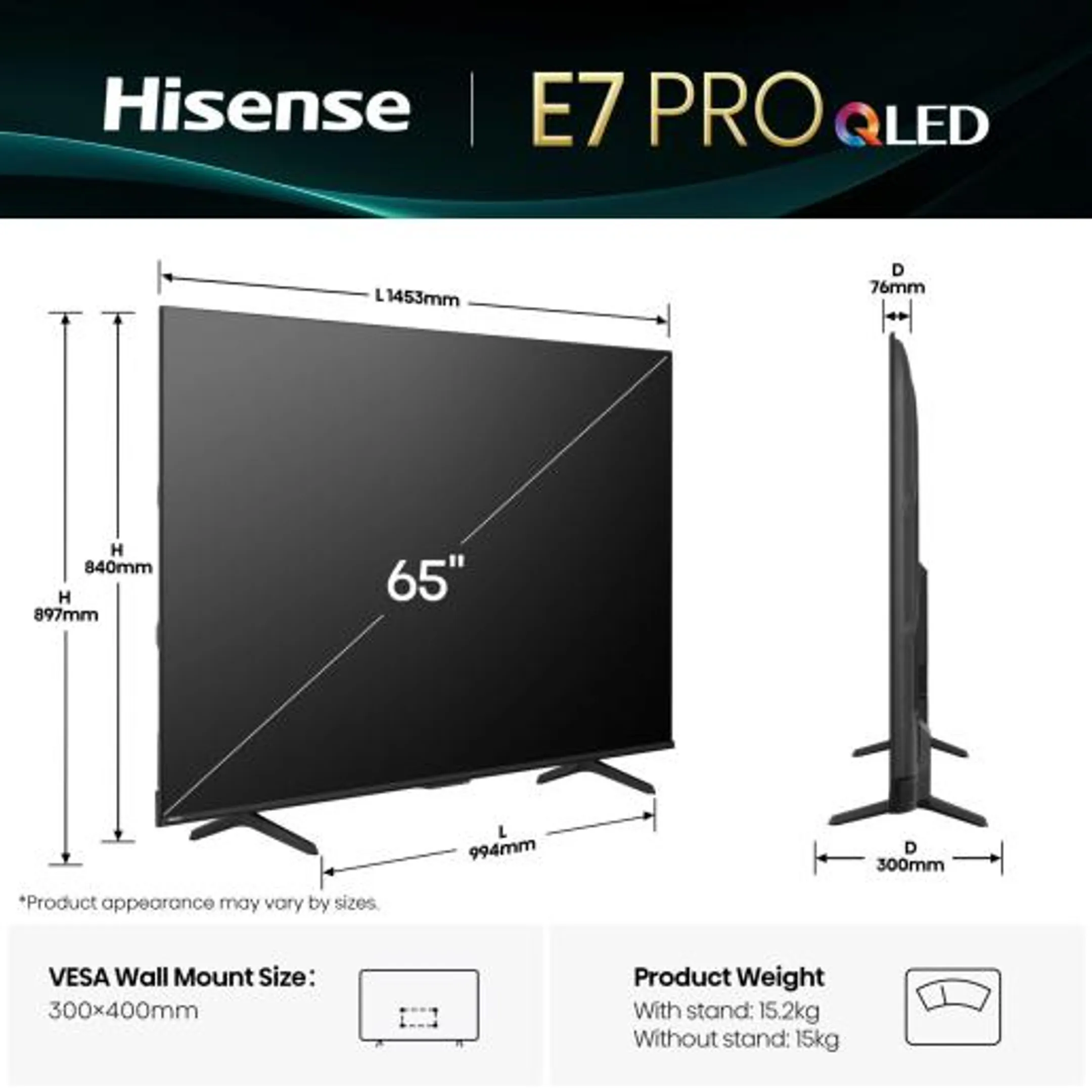 Hisense QLED TV 65E79Q PRO 4K (2025) - 65 inch
