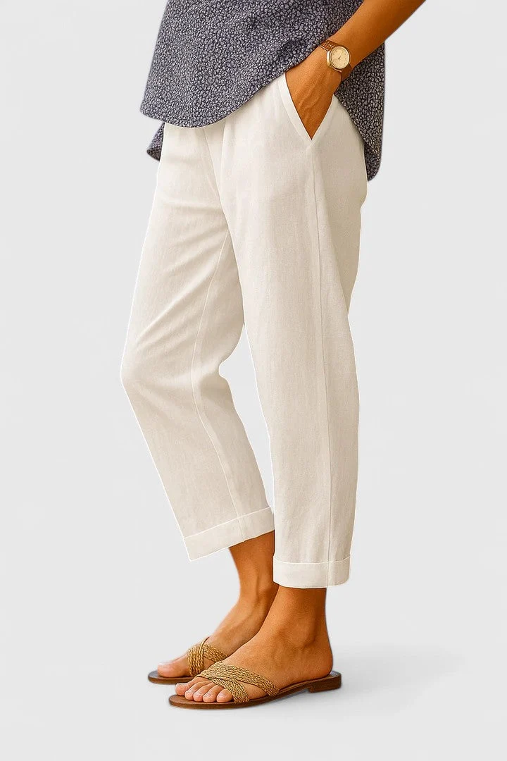Women��s Relaxed Cropped Trousers Lightweight Breathable Fabric