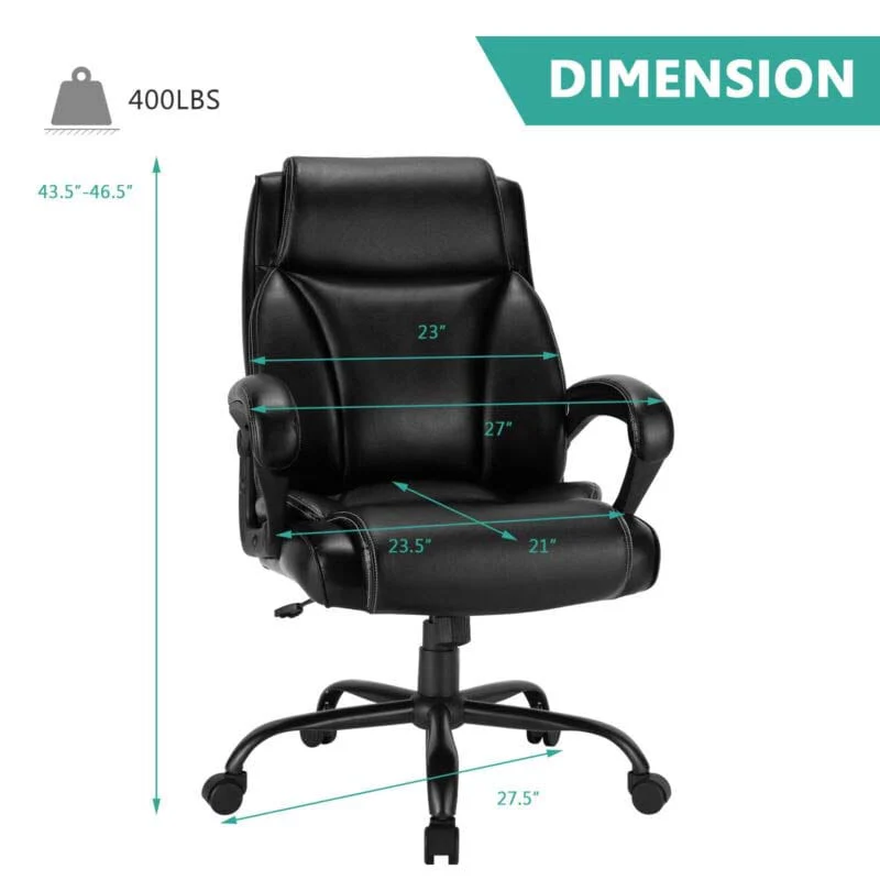 400 Lbs Big Amp Tall Office Chair Leather High Back Executive Chair Wide Seat Swivel Computer Task Desk Chair - Comfortable And Ergonomic Design