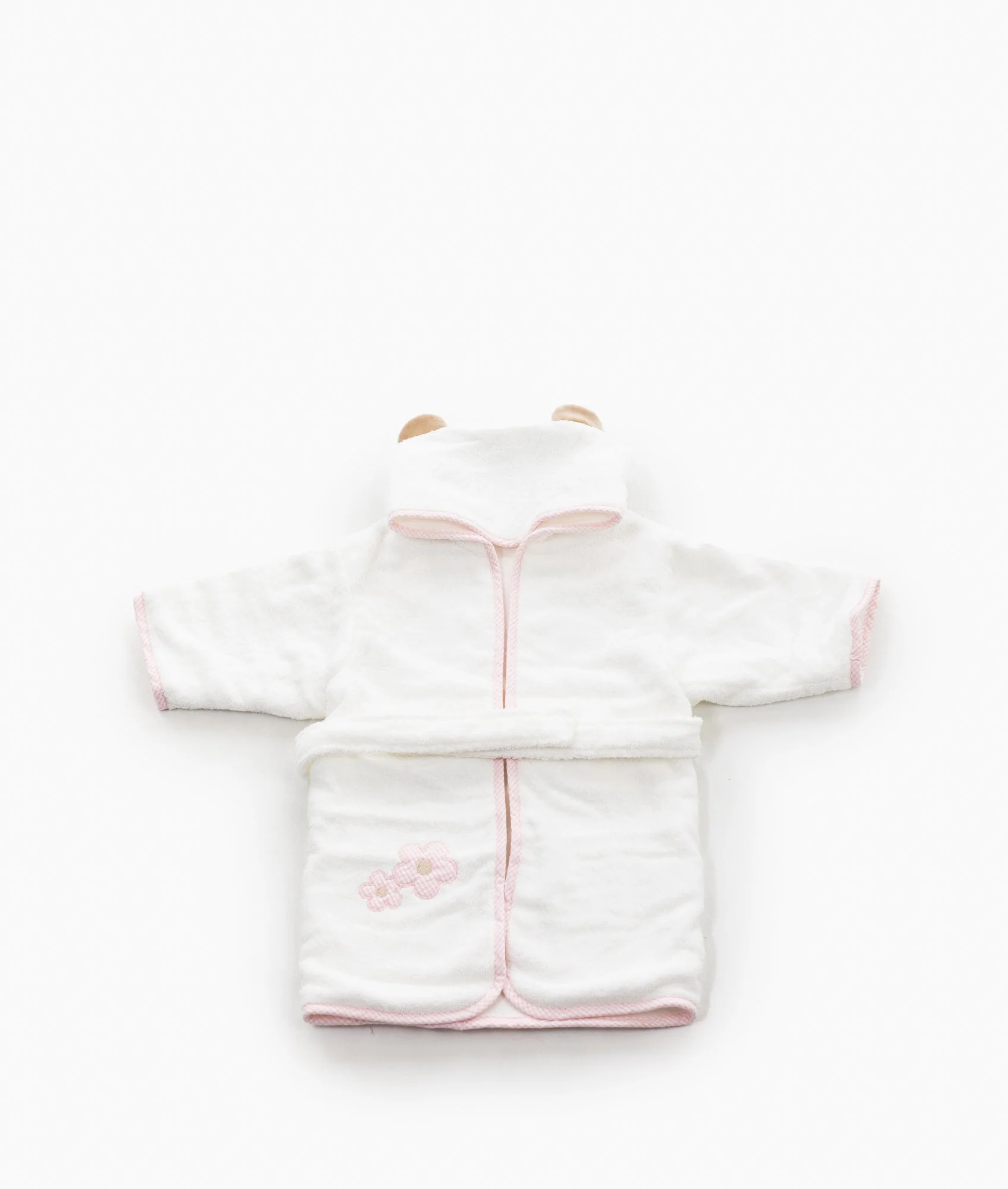 Hooded Bathrobe Towel | White & Pink