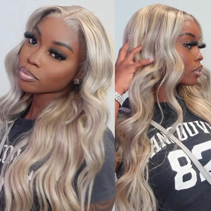 BOGO SALE|#P18/613 Highlight Blonde Body Wave Wig 13X4 HD Lace Front Human Hair Wigs 16-26 Inches