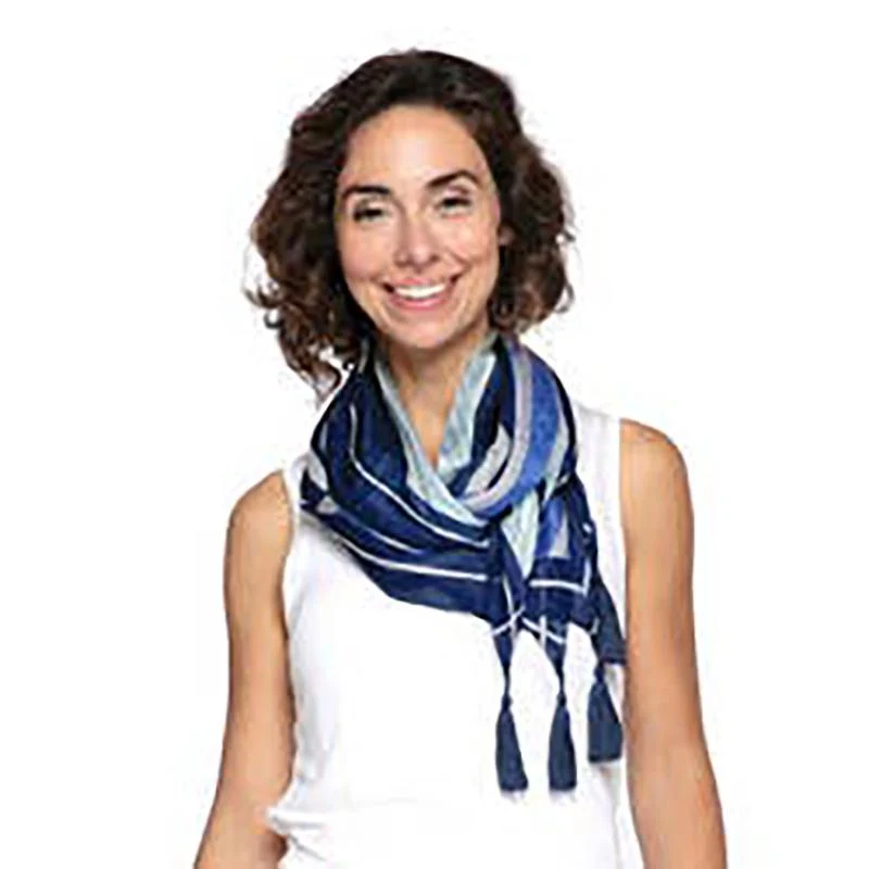 Modern Stripe Blue Silk Scarf