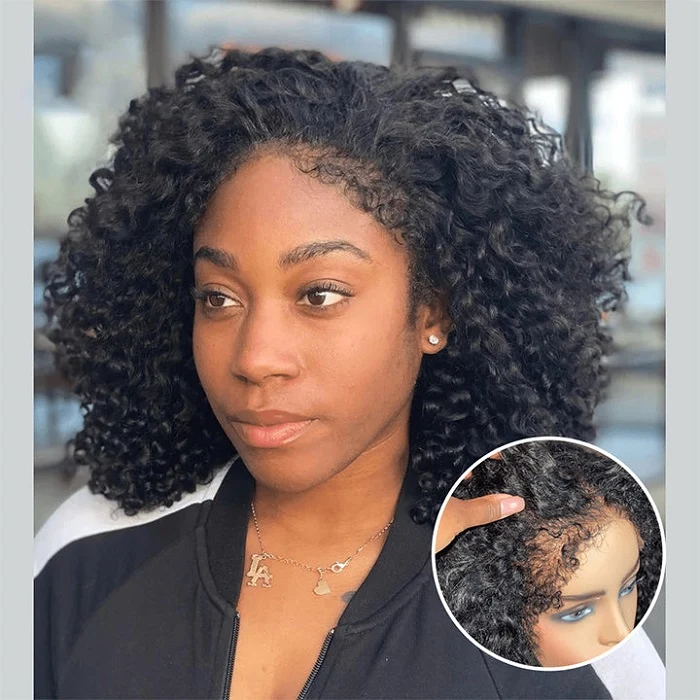 Short Bob Curly HD Lace Front Wig 4C Edges Curly Baby Hair Wigs 220% Density Flash Sale