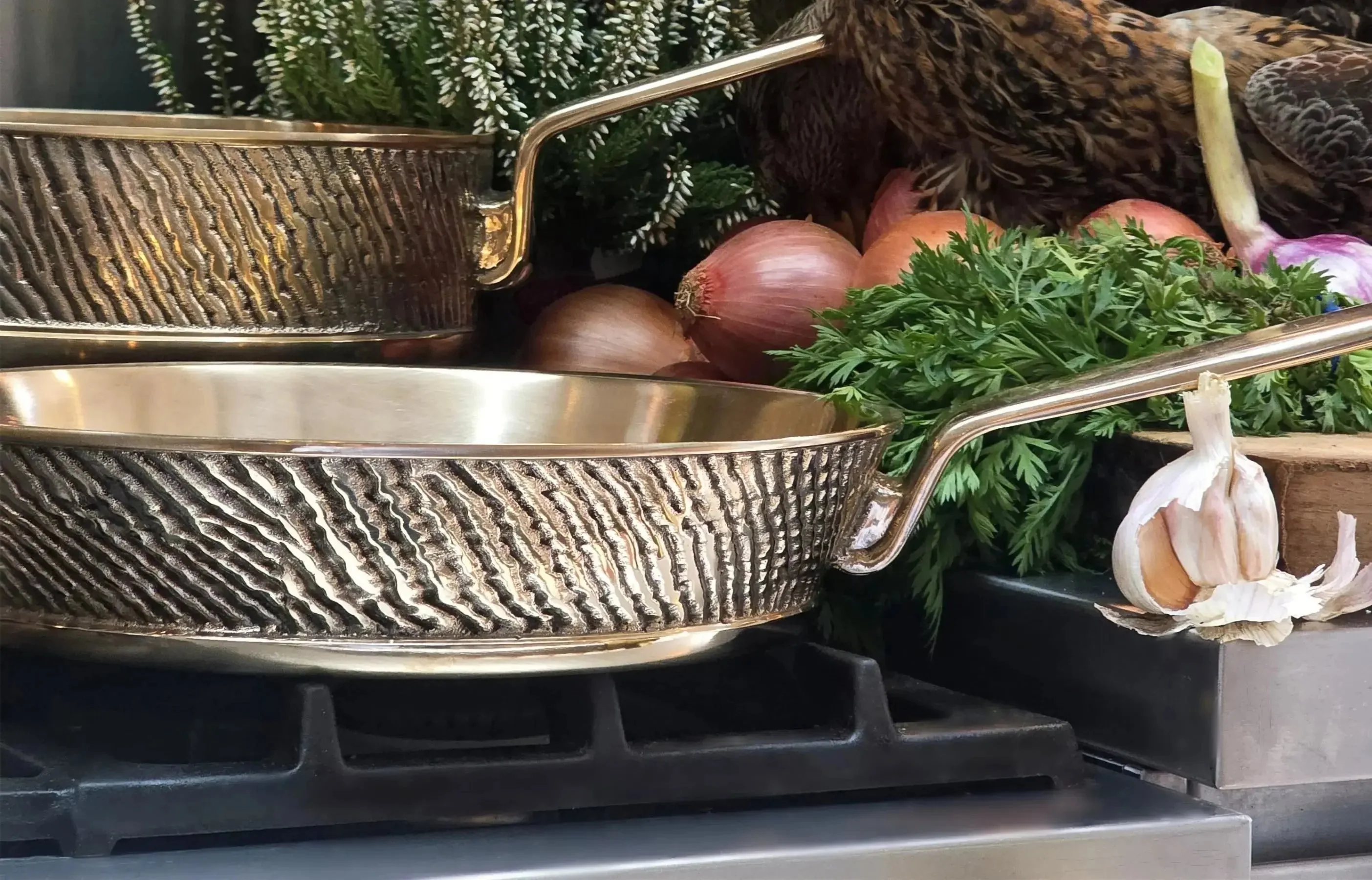 Luxury Uncoated Kansa Bronze 3-Piece Cookware Set