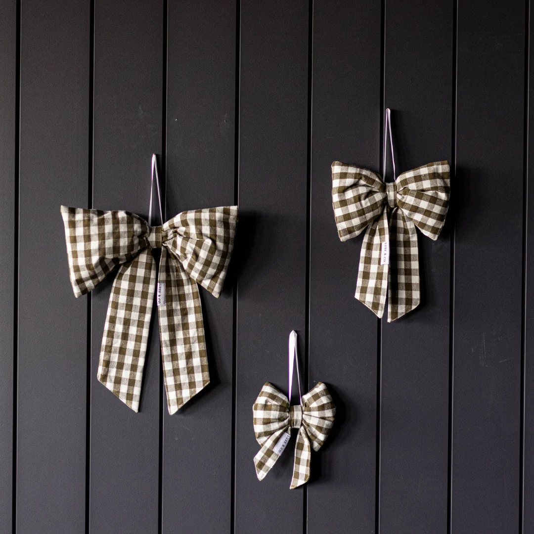Olive Green Gingham Bows