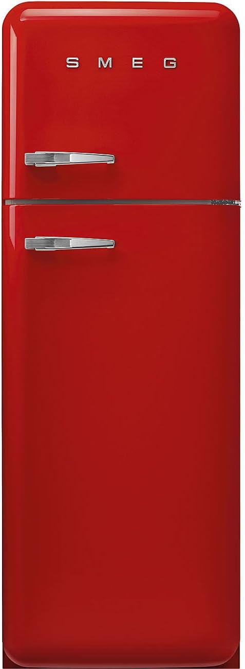 Smeg, Frigorifero Doppiaporta FAB30RRD5 a Libera Installazione, Cerniera a Destra, Frigorifero Ventilato e Freezer Statico, Design Bombato 50's Style, Rosso