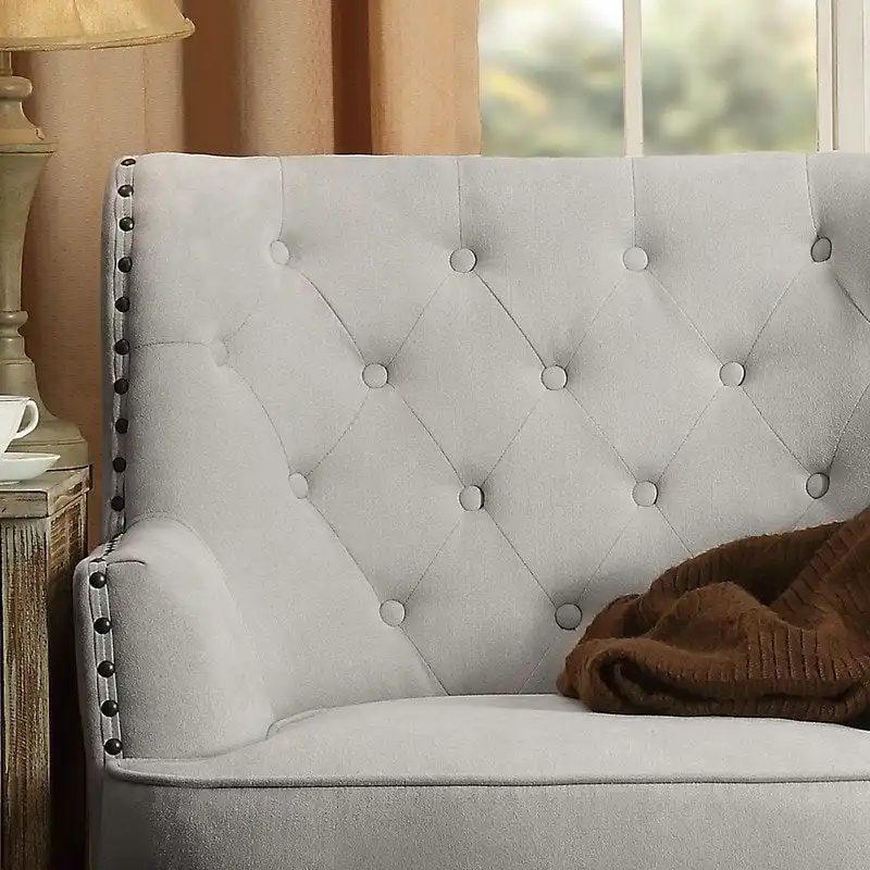 Moser Bay Mignon Velvet / Linen 30  Wide Tufted Wingback Accent Chair