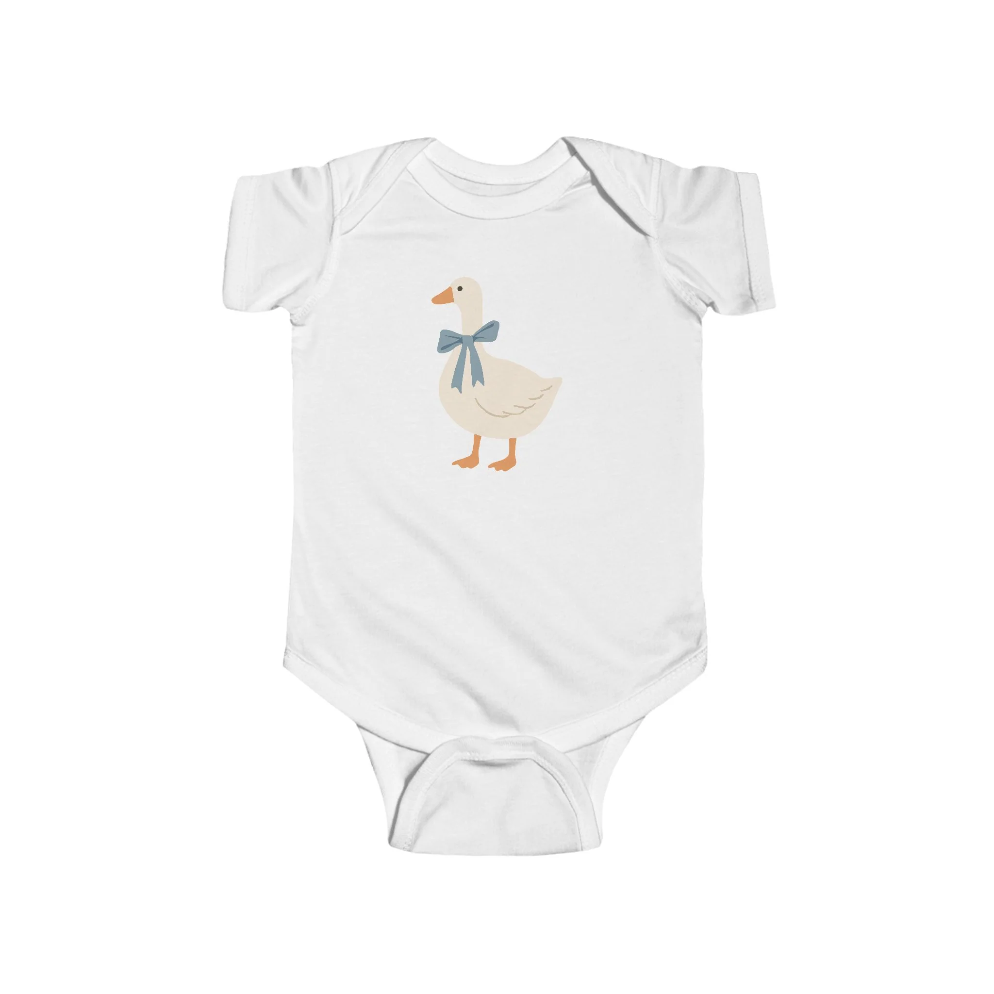 Cute Duckling Baby Bodysuit �C Vintage Goose with Bow Infant Onesie
