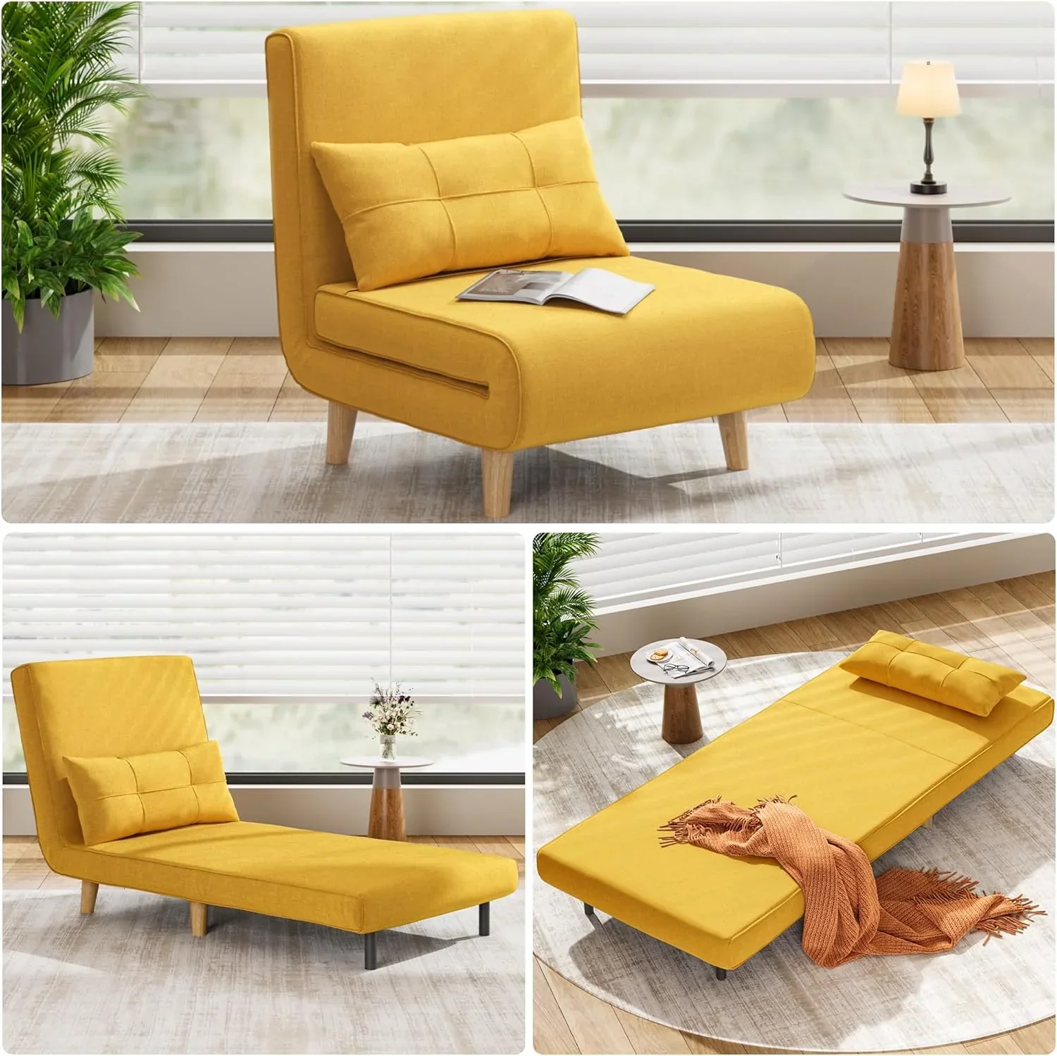 3-in-1 sleeper chair bed convertible chair bed futon sofa with adjustable backrest