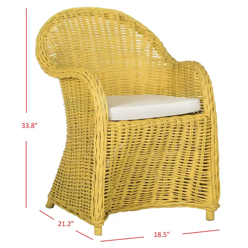 SAFAVIEH Sinja Yellow Rattan Club Chair - 24 x 26 x 35 - 24Wx26Dx35H