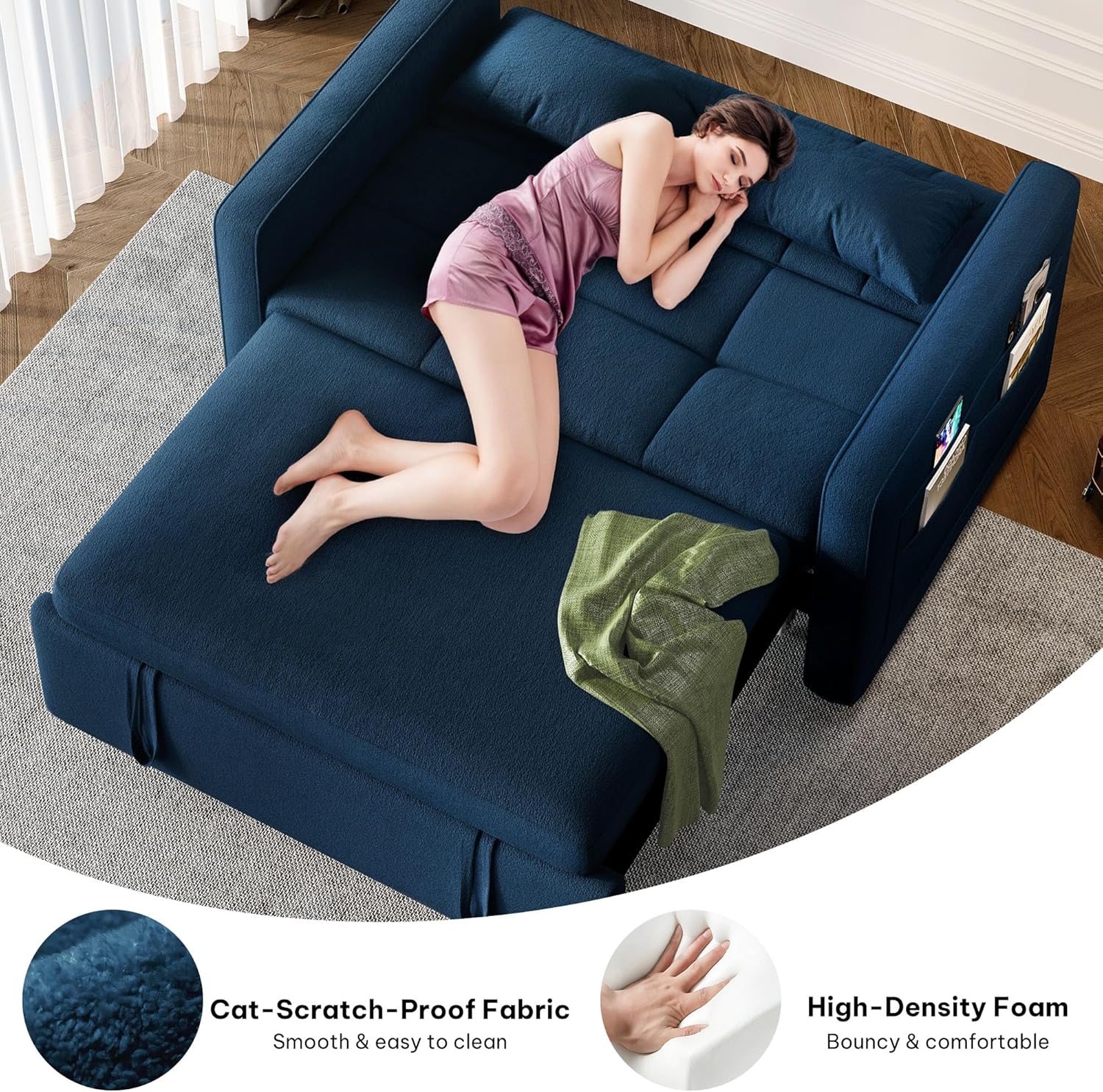 DWVO 3-in-1 Convertible Sofa Bed, 55