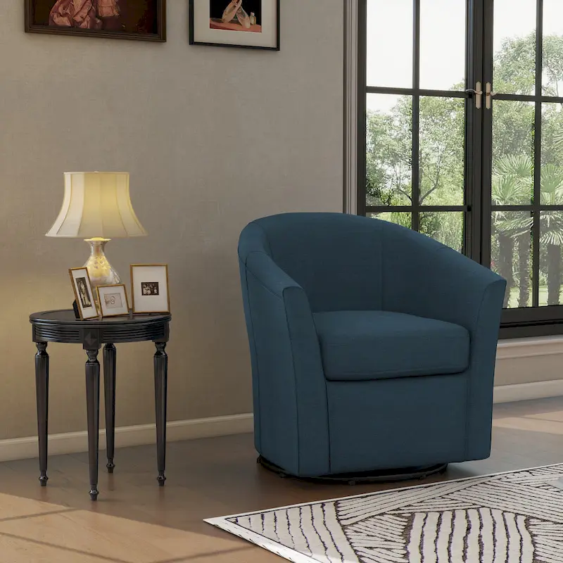 Modern Upholstered Swivel Barrel Chair Living Room Accent Chair