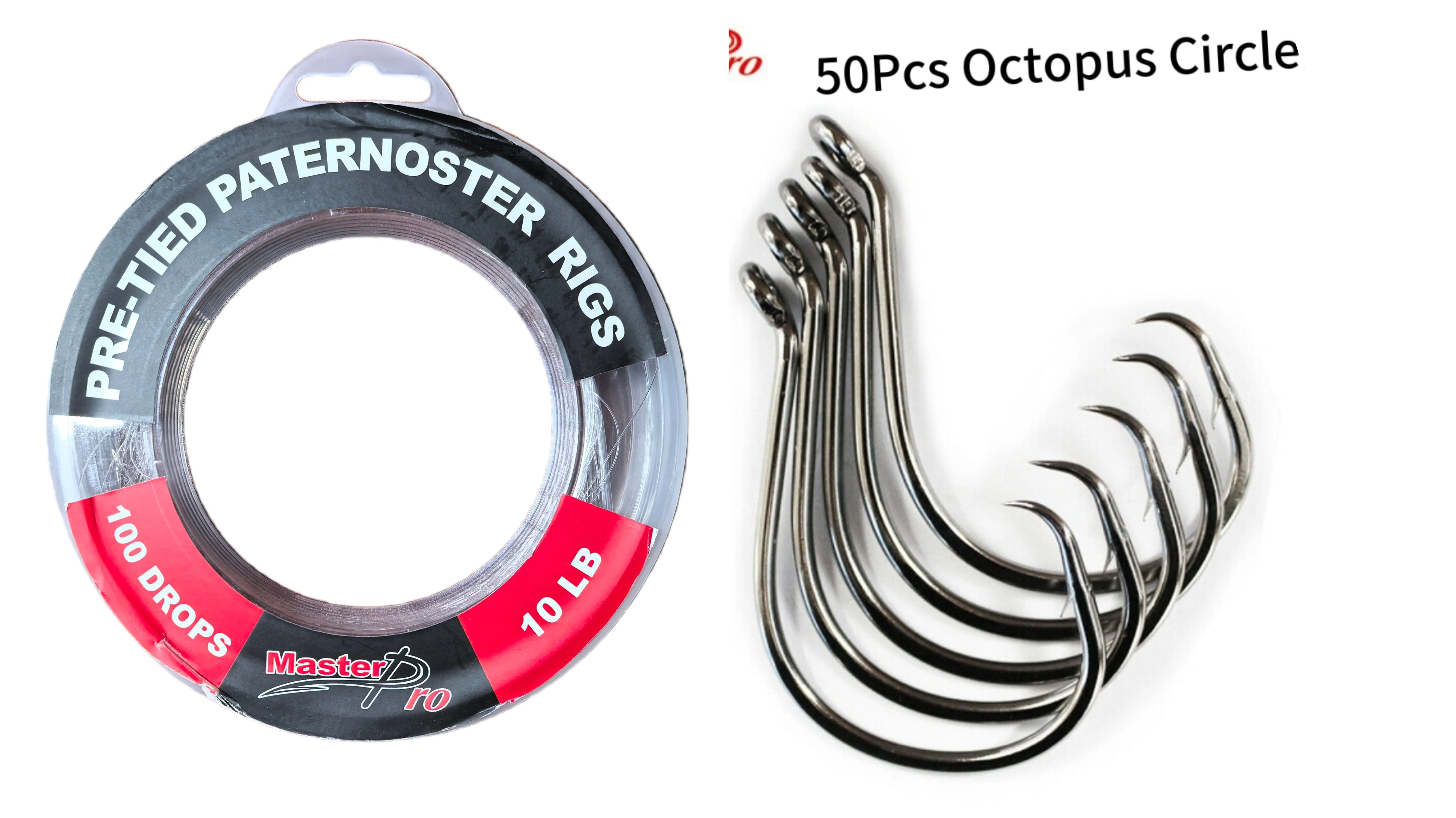 MASTERPRO 10LB Pre-Tied Paternoster Fishing Rigs �?25 Rigs per Spool, 100 Drops With $10 Hooks FREE!