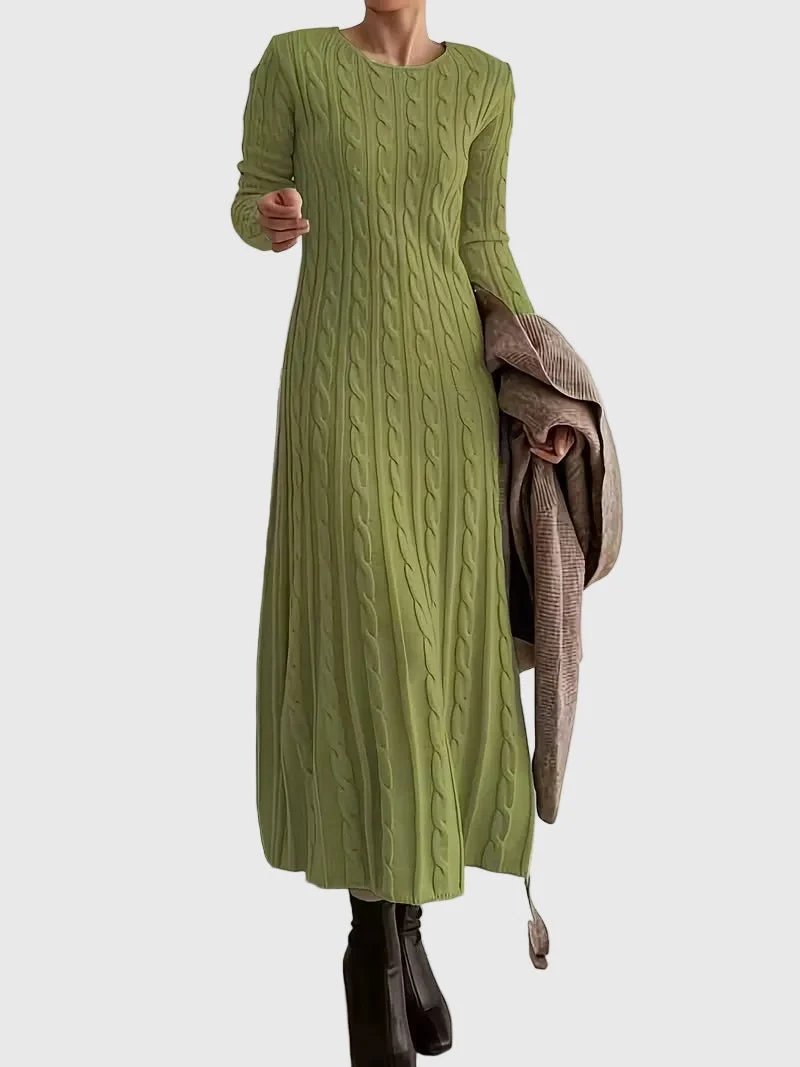 Womena??s Cable-Knit Maxi Dress Long Sleeve Design for Effortless Style