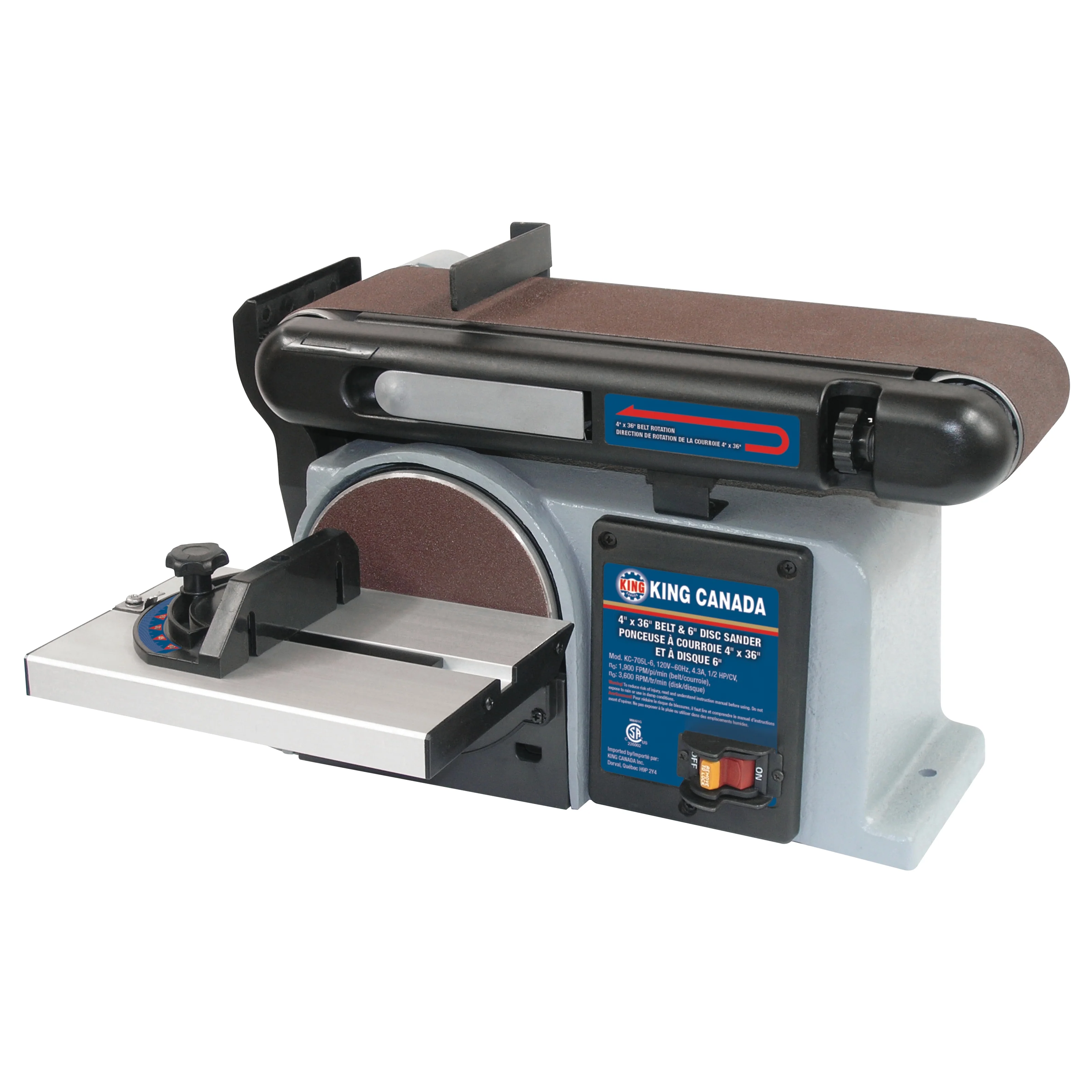 King Canada KC-705L-6  ~  Belt & Disc Sander 4 Inch X 36 Inch X 6 Inch