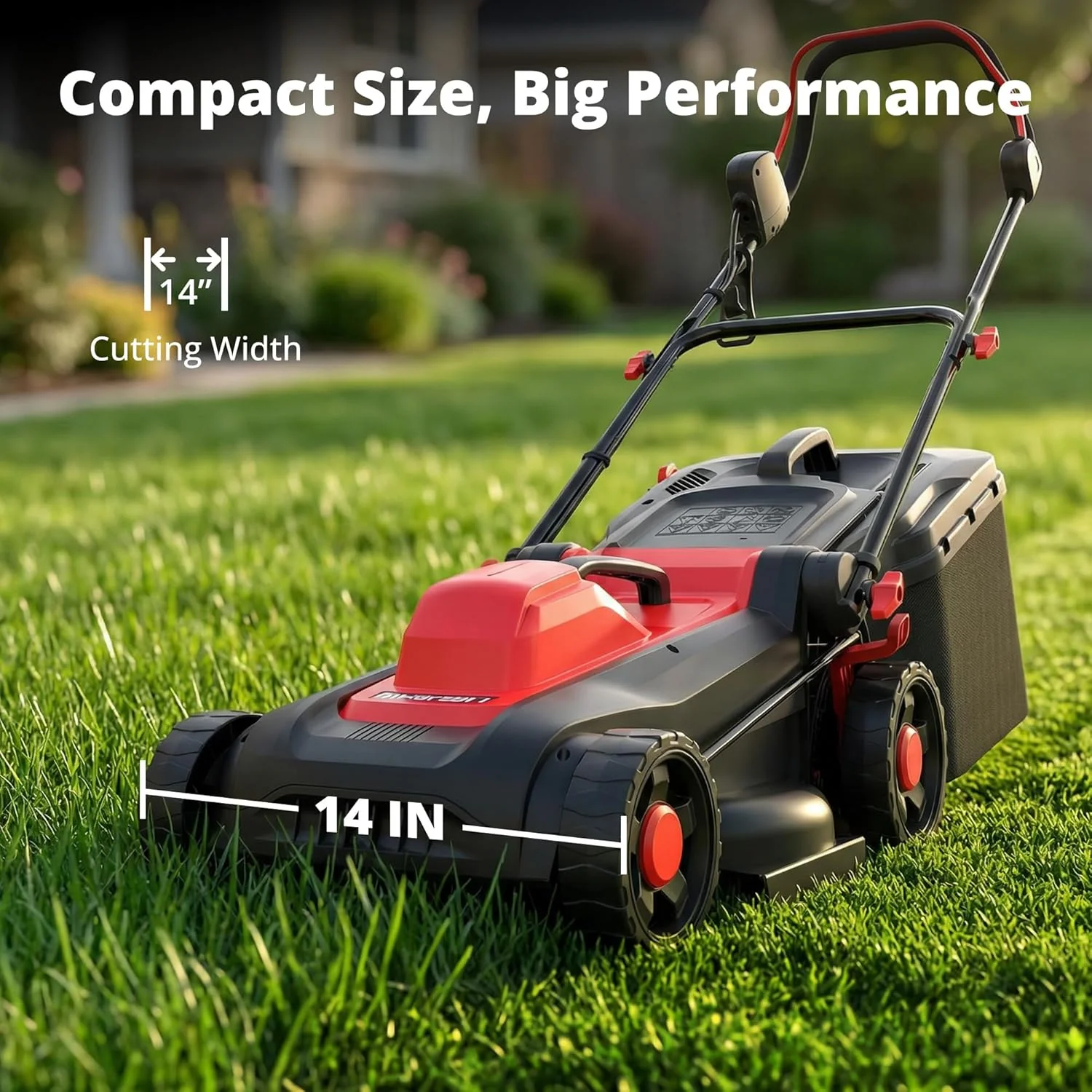 14-Inch Corded Electric Lawn Mower, 12.5 Amp 3400RPM 2IN1 Mulching & 10-Gallon