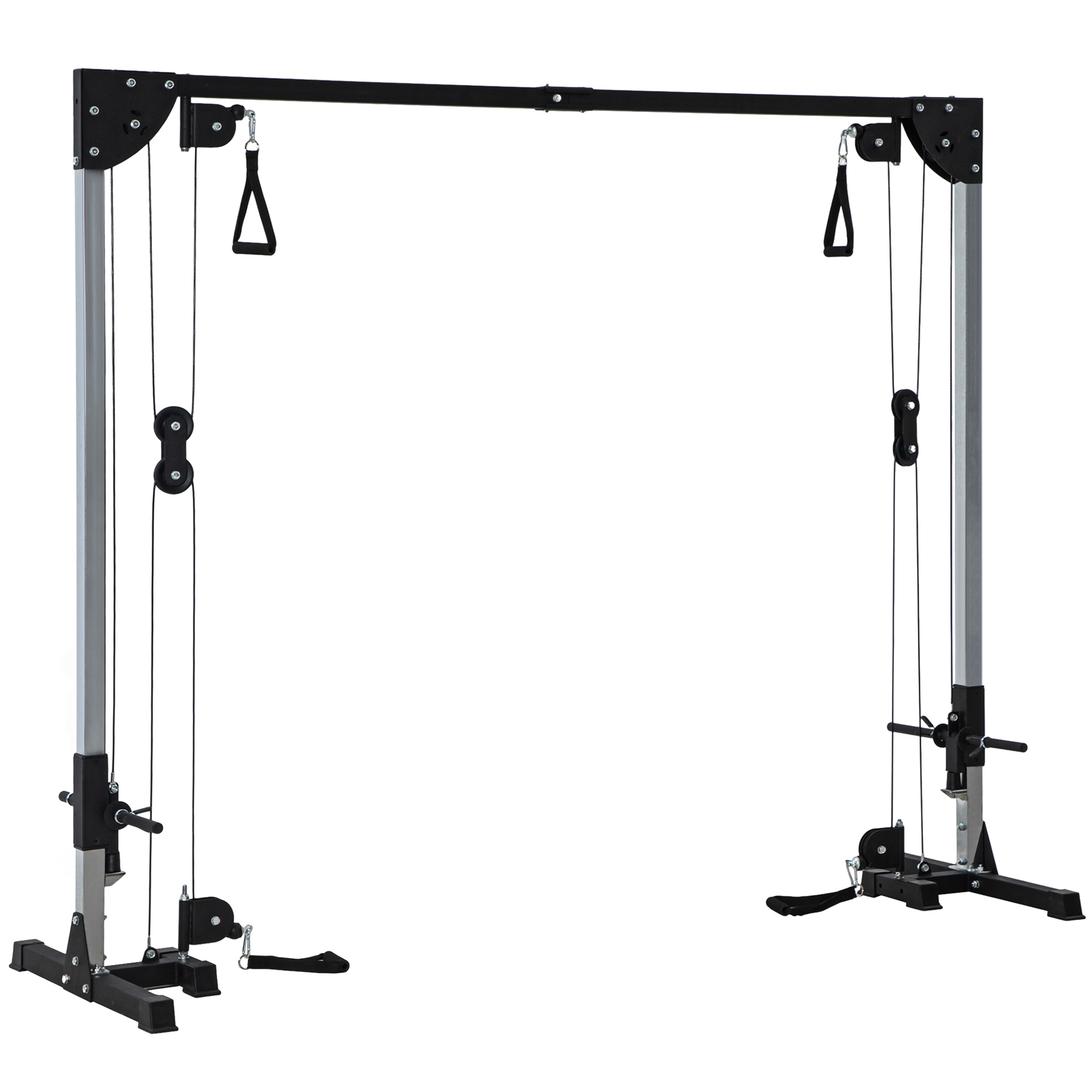 SPORTNOW Crossover Fitnessrek met Kabeltreksysteem, voor 1 of 2 Personen, Staal, Zwart