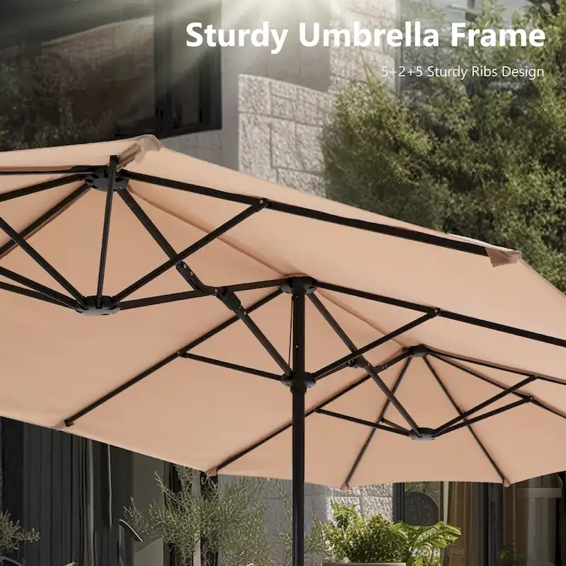 7/8-Piece Patio Dining Set including 60x38 Slatted Metal Table with 1.56 Umbrella Hole and 6 Spring Motion Chairs
