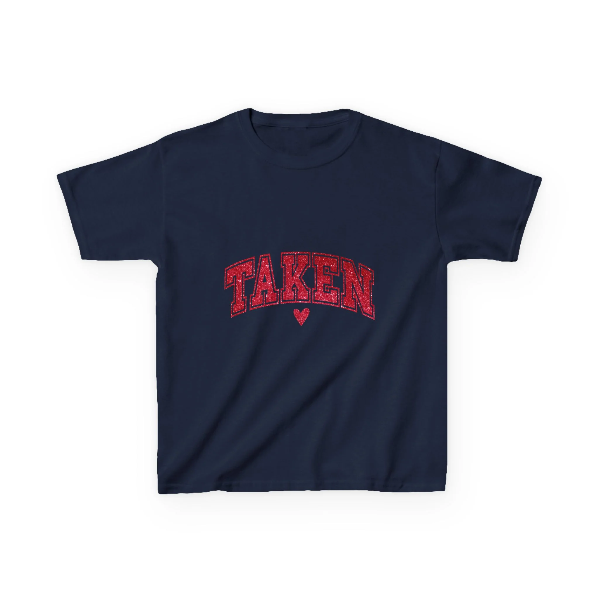 Taken Kids Tee | Red College Lettering, Small Heart