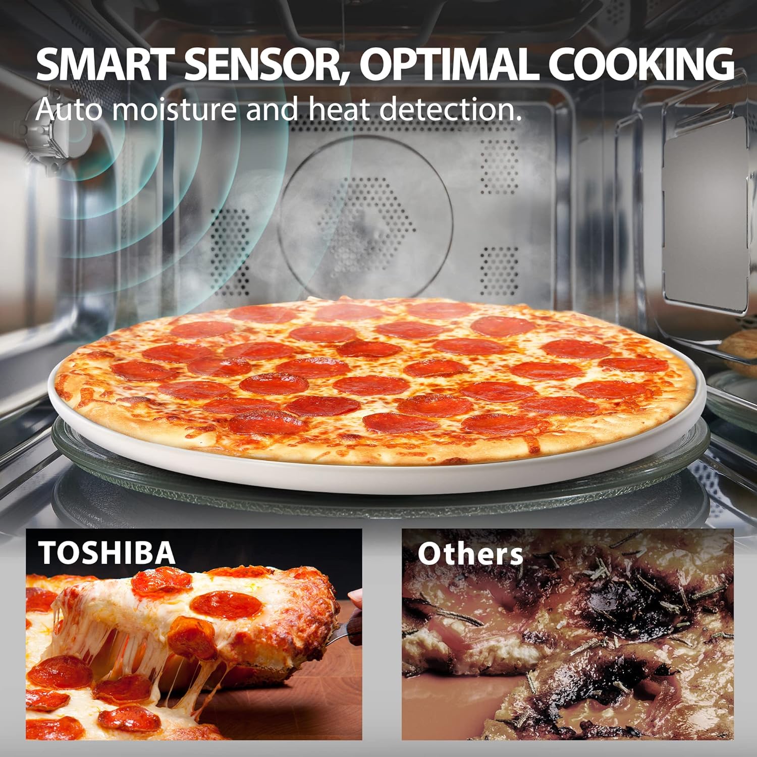 TOSHIBA 4-in-1 ML-EC42P(SS) Countertop Microwave Oven, Smart Sensor, Convection, Air Fryer Combo, Mute Function, Position Memory 13.6