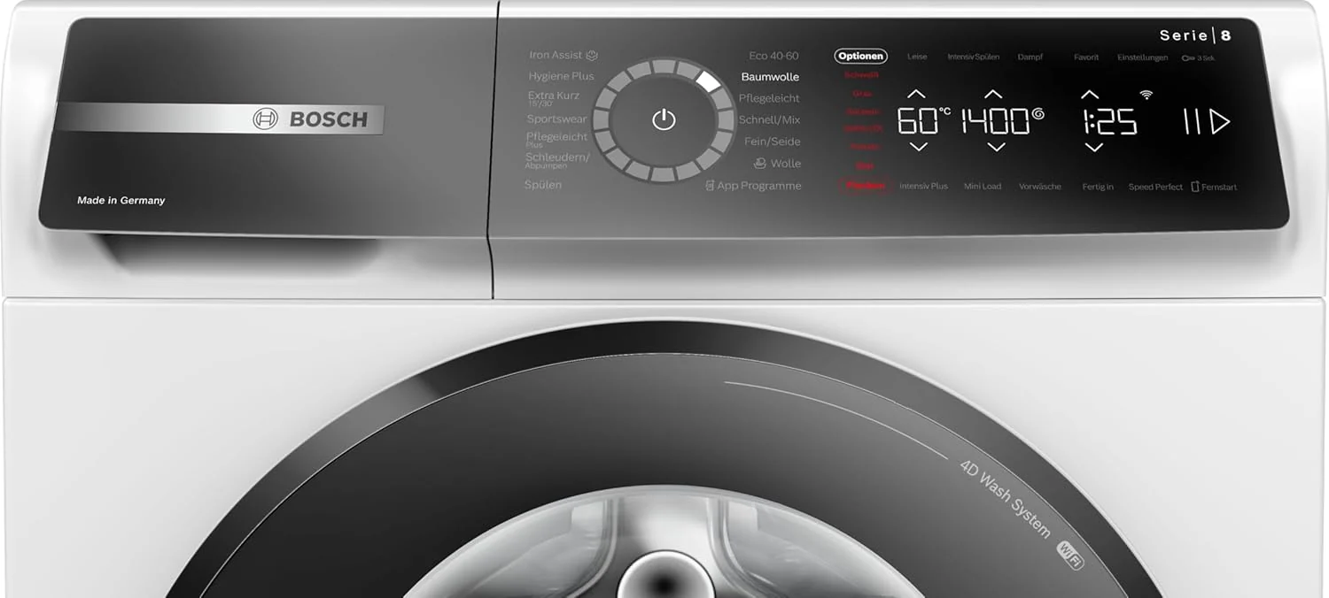 BOSCH WAN28127 Waschmaschine Serie 4, Frontlader mit 8kg Fassungsvermögen, 1400 UpM, Iron Assist, Active Water Plus, EcoSilence Drive, Speed Perfect, Weiß, 60cm