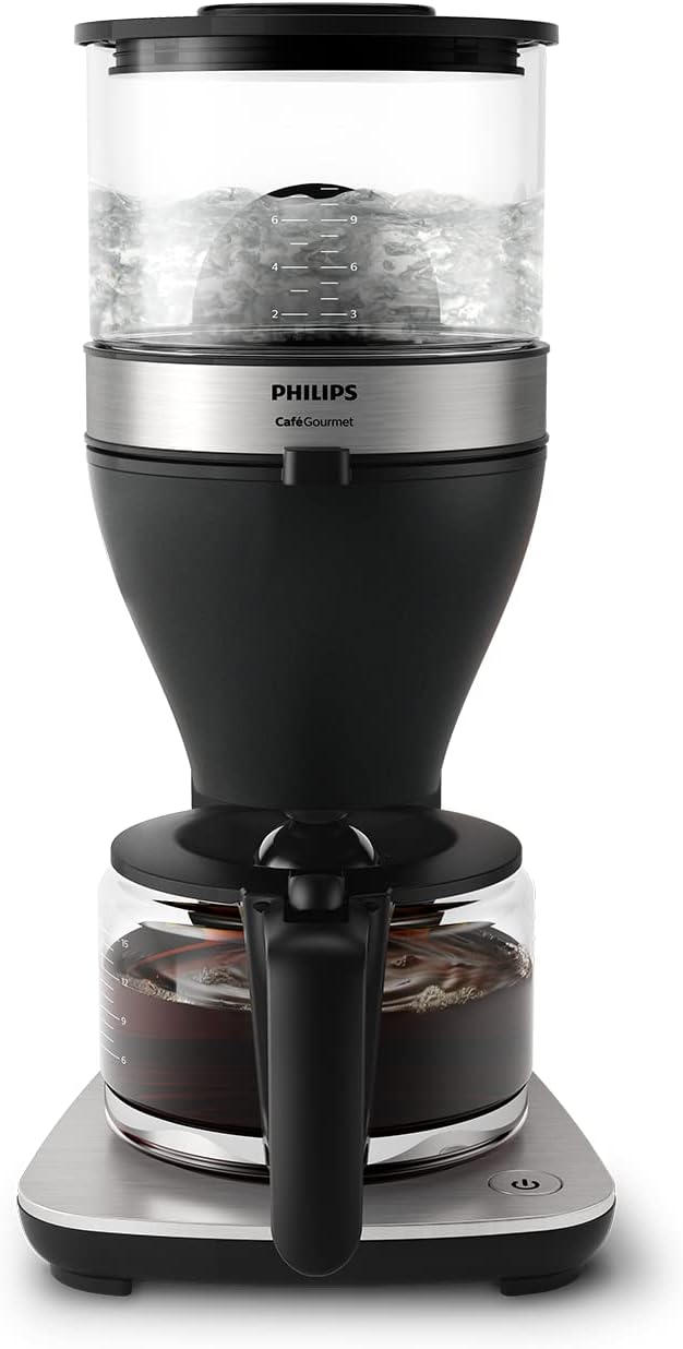 Philips All-in-1 Filterkaffeemaschine - integriertes Kegelmahlwerk für frisch gemahlenen Kaffee - Duo-Bohnenbehlter, 1,25-L-Glaskanne, individuelle Einstellung der Intensitt (HD7900/50)