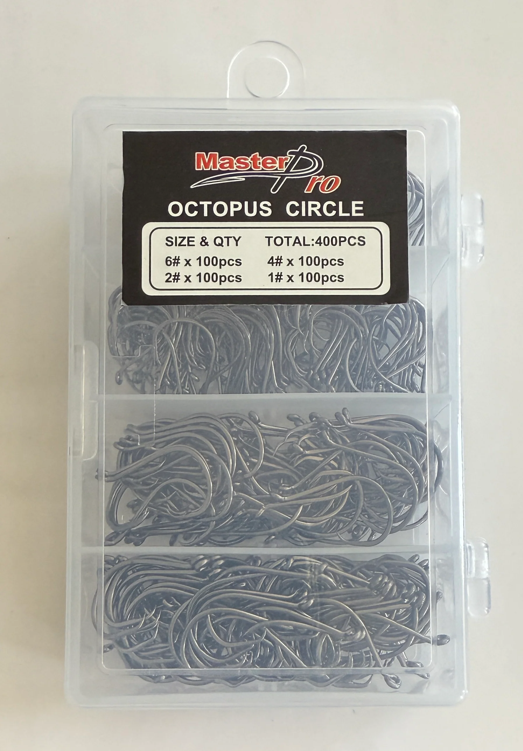 MASTERPRO 400pcs Fishing Octopus Circle Hooks �C 4 Size Assortment