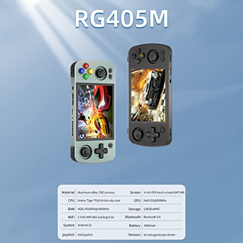 Console di gioco portatile RG405M, console di gioco portatile da 4 pollici, console di gioco arcade retrò WiFi/Bluetooth 4 128G, bambini : Giochi e giocattoli