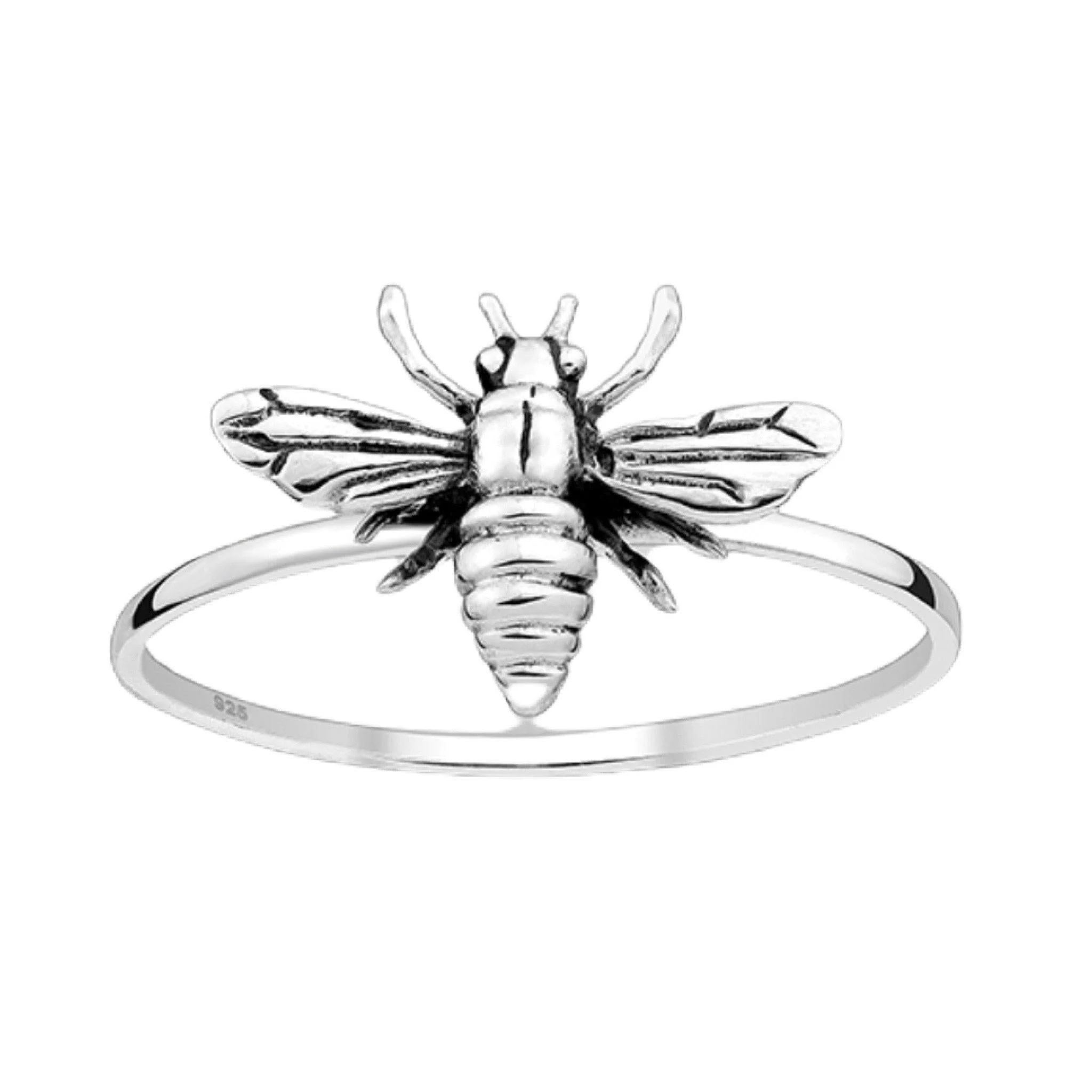 Laihas Delicate Oxidised Sterling Silver Bee Ring Ass sizes