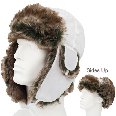 White Trapper Hat | Brown Faux Fur 5831BW  22.5