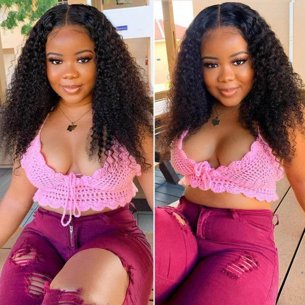 BOGO SALE|Curly Hair Virgin Human Hair 13x6 Undetectable HD Lace Front Wigs 180% Density