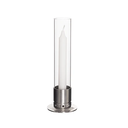 Brushed Steel Candle Holder with Storm Glass