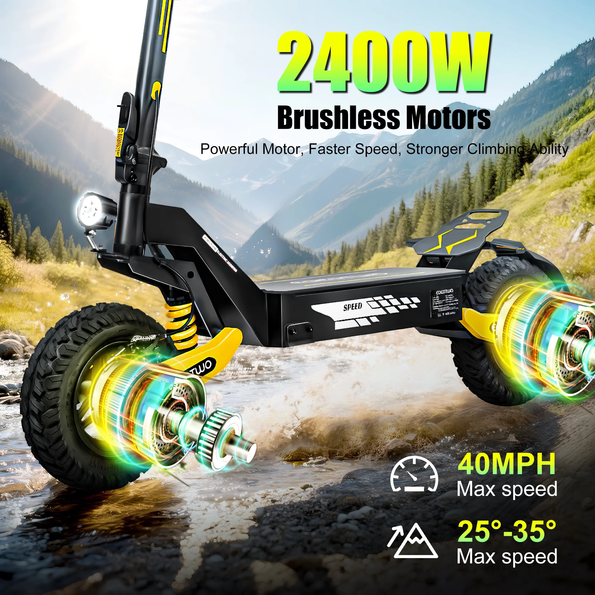 Off Road Electric Scooter for Adults, 1200W Motor Fast E Scooter, Up to 28MPH Top Speed & 20Miles Long Range, 11