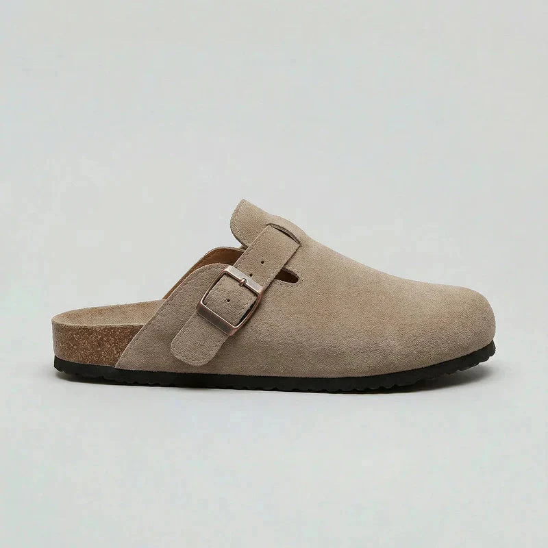 Unisex Suede Clogs Adjustable Buckle Slip-On Comfort Footwear