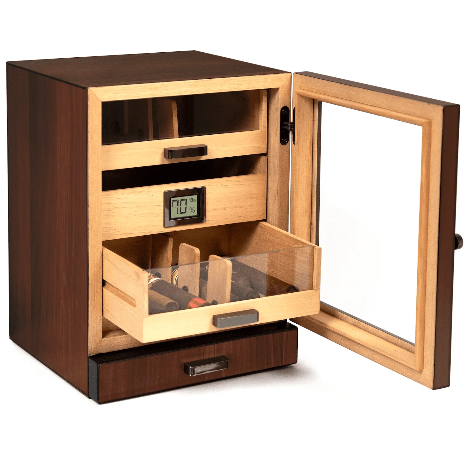 Luca Humidor �C Hoge Capaciteit Kast met Ge?ntegreerde Accessoire Opslag