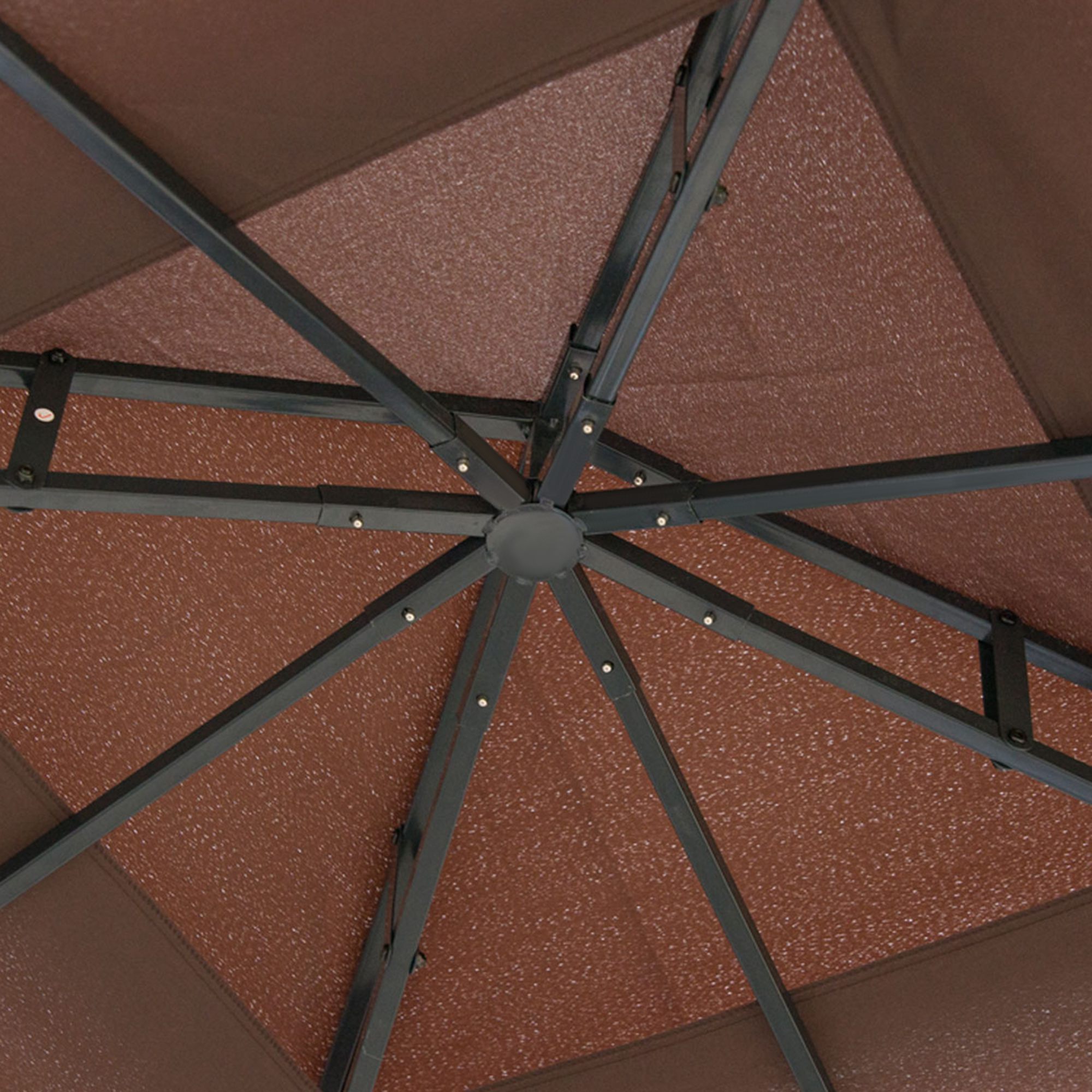 Outsunny Partytent in de tuin partytent paviljoen tuintent feesttent dubbel dak 3 x 3 m bruin