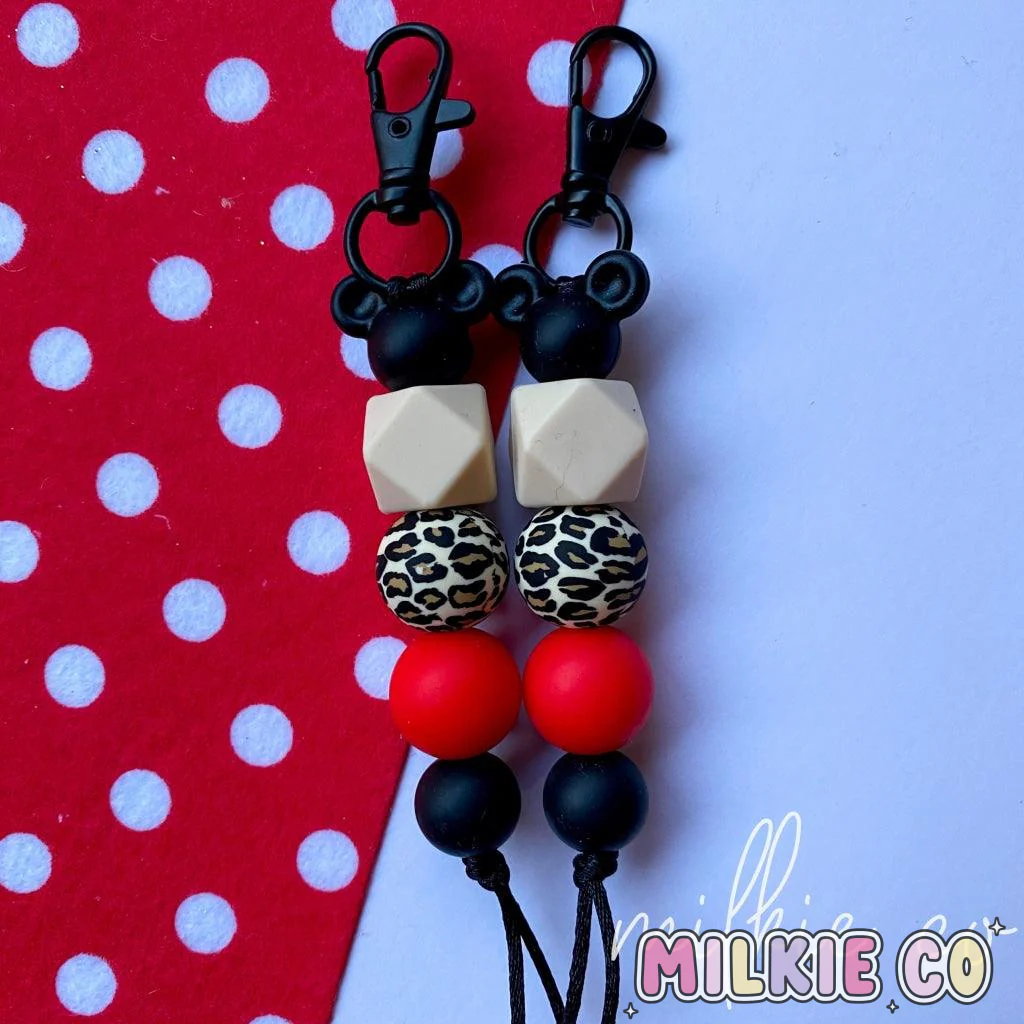 Black Mouse Beaded Keychain