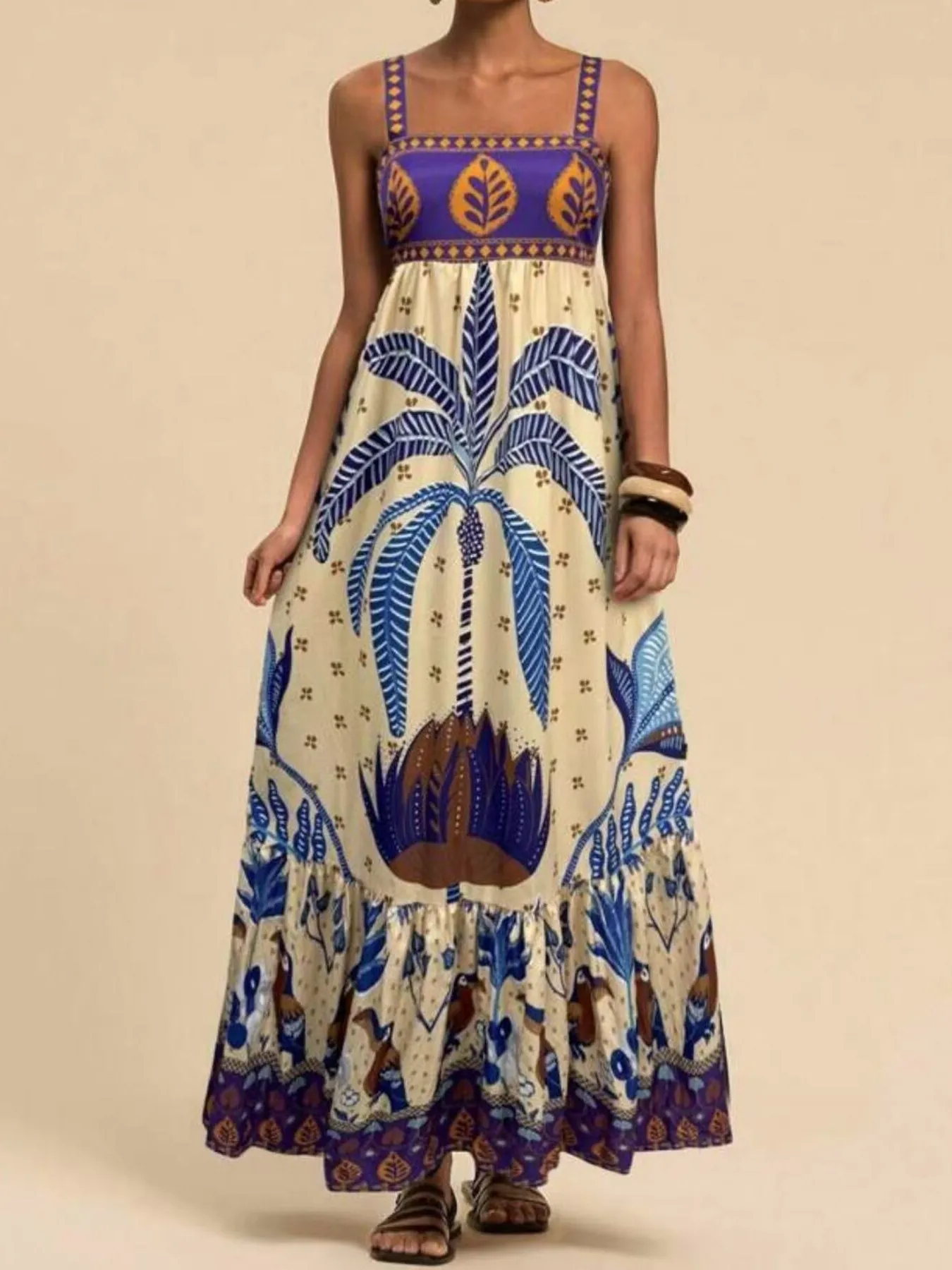 Tropical Print Maxi Cami Dress