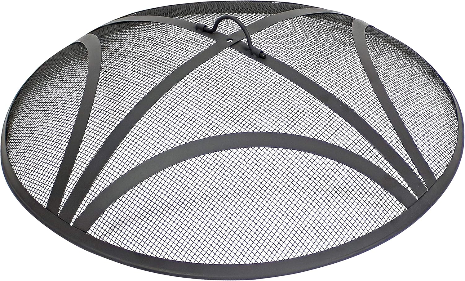 Sunnydaze Outdoor Patio Fire Pit Screen - Reinforced Steel Mesh Round Fire Pit Spark Screen with Handle - 30