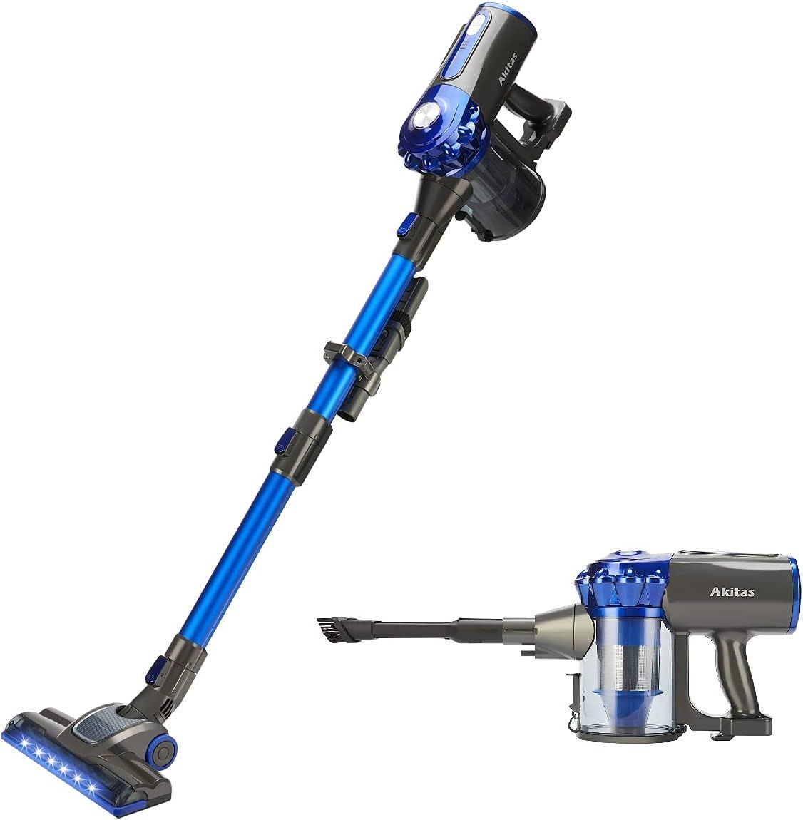 Akitas 3-in-1 Cordless Vacuum Cleaner with 22.2V Lithium Battery for Carpet & Pet Hair